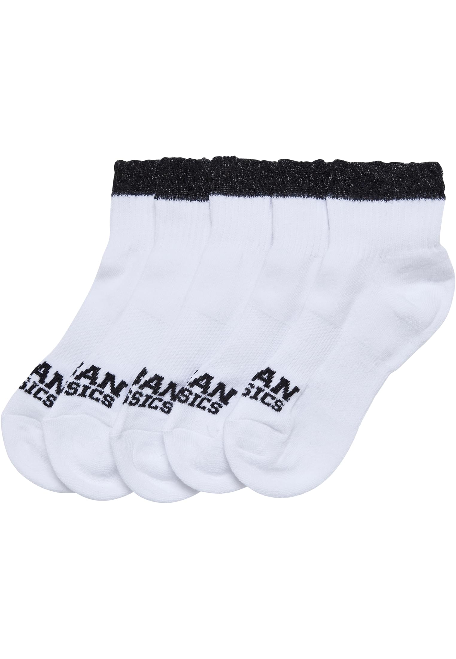 Colored Lace Cuff Socks 5-Pack | black/white