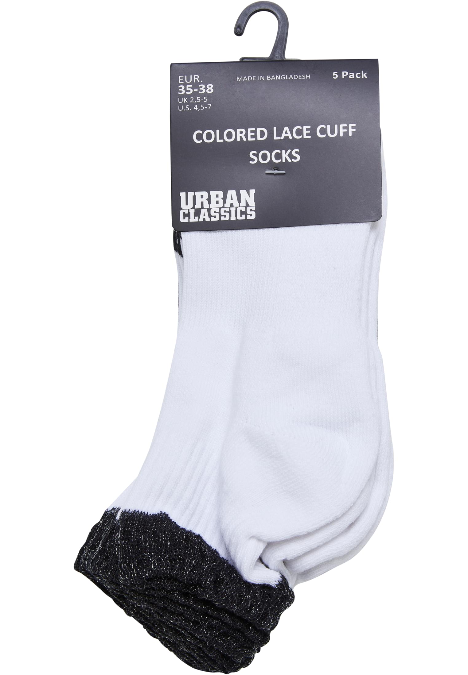 Colored Lace Cuff Socks 5-Pack | black/white