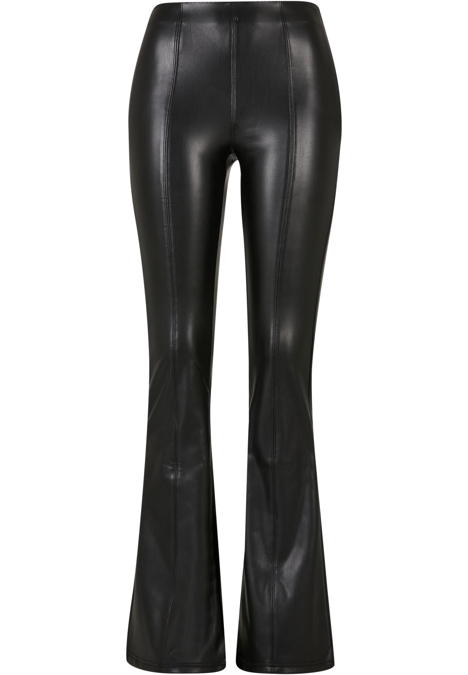 Ladies Synthetic Leather Flared Pants | black