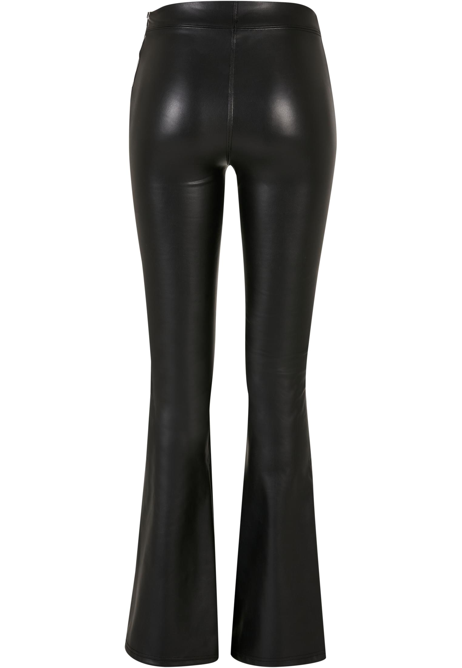 Ladies Synthetic Leather Flared Pants | black