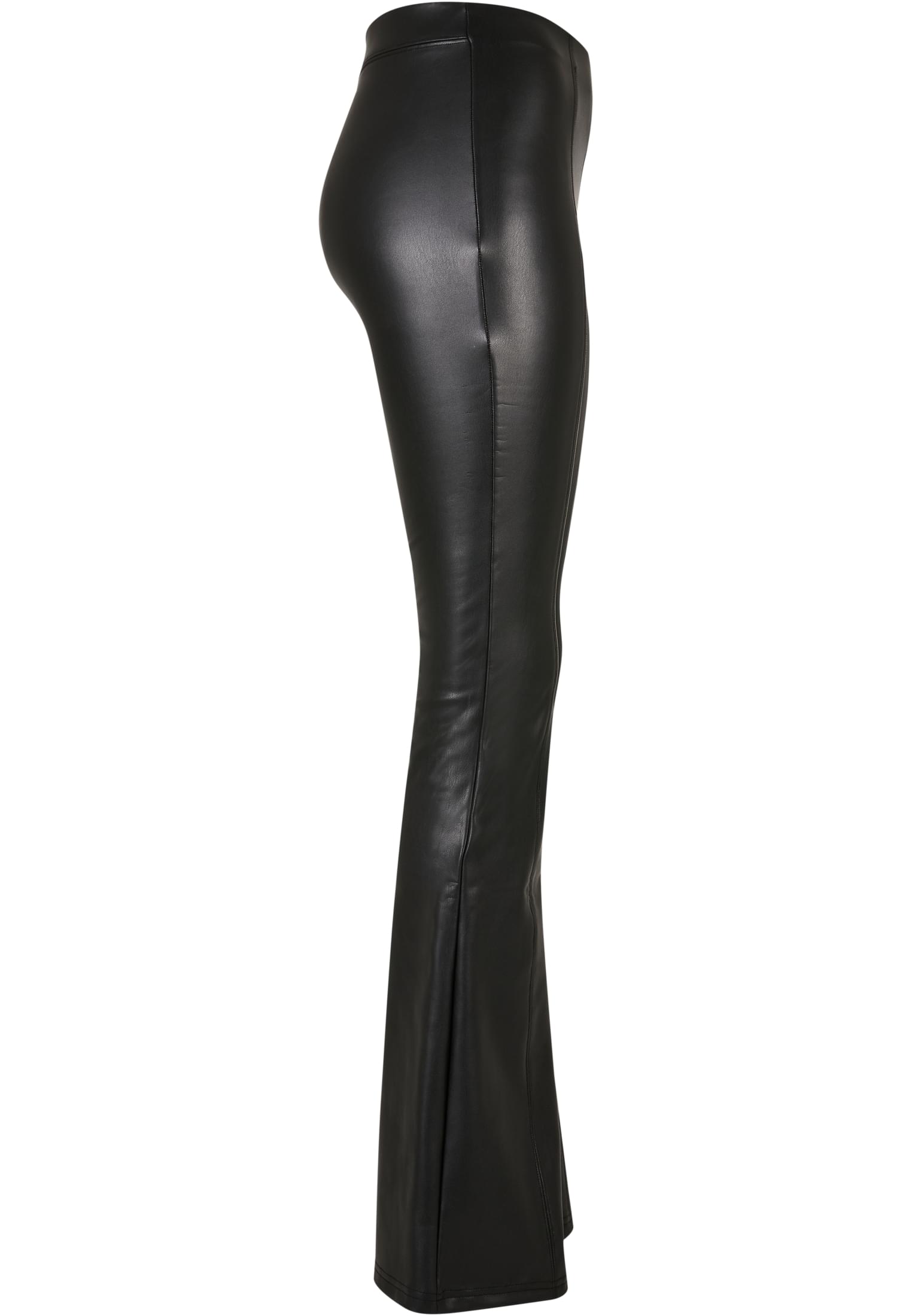 Ladies Synthetic Leather Flared Pants | black