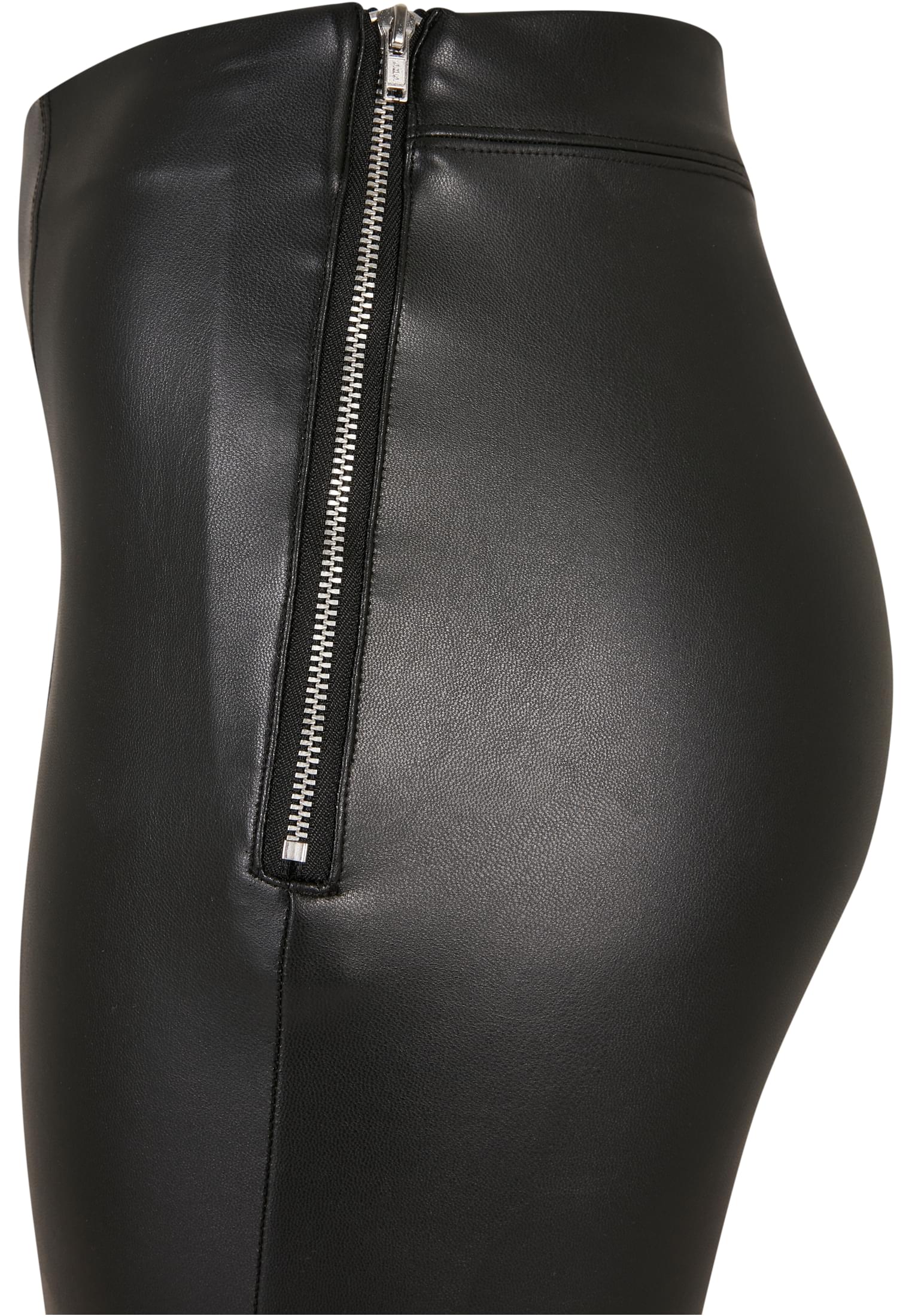 Ladies Synthetic Leather Flared Pants | black