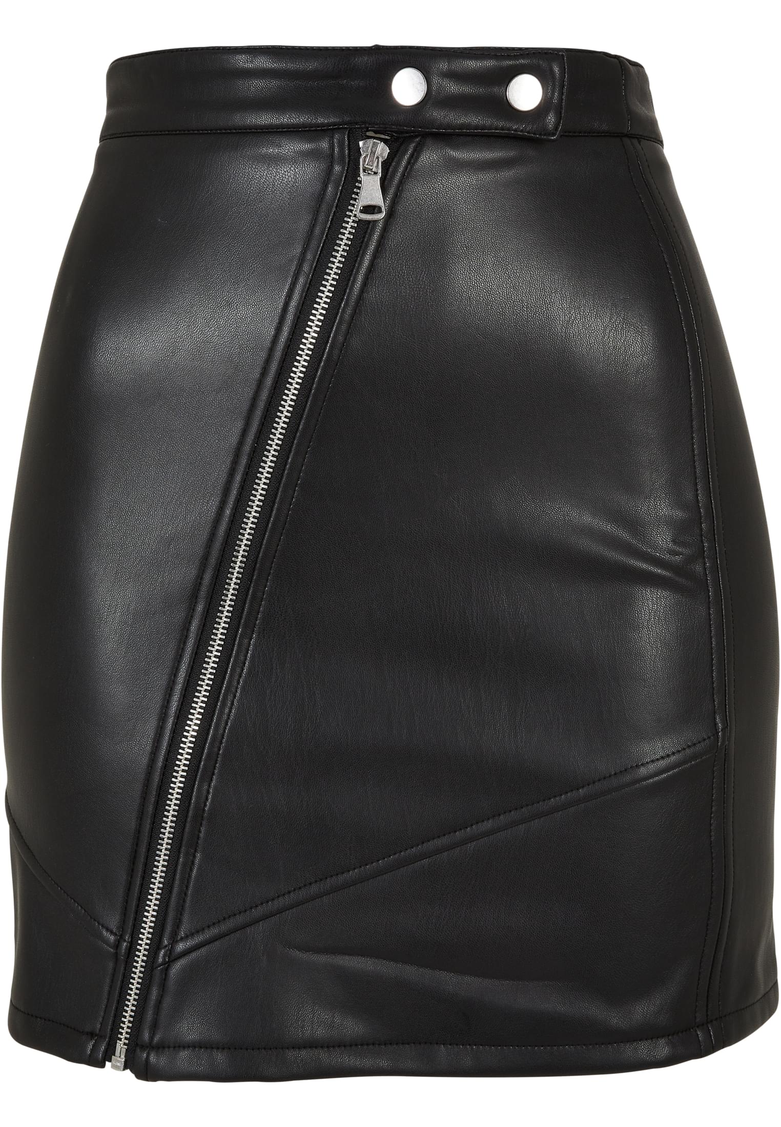 Ladies Synthetic Leather Biker Skirt | black