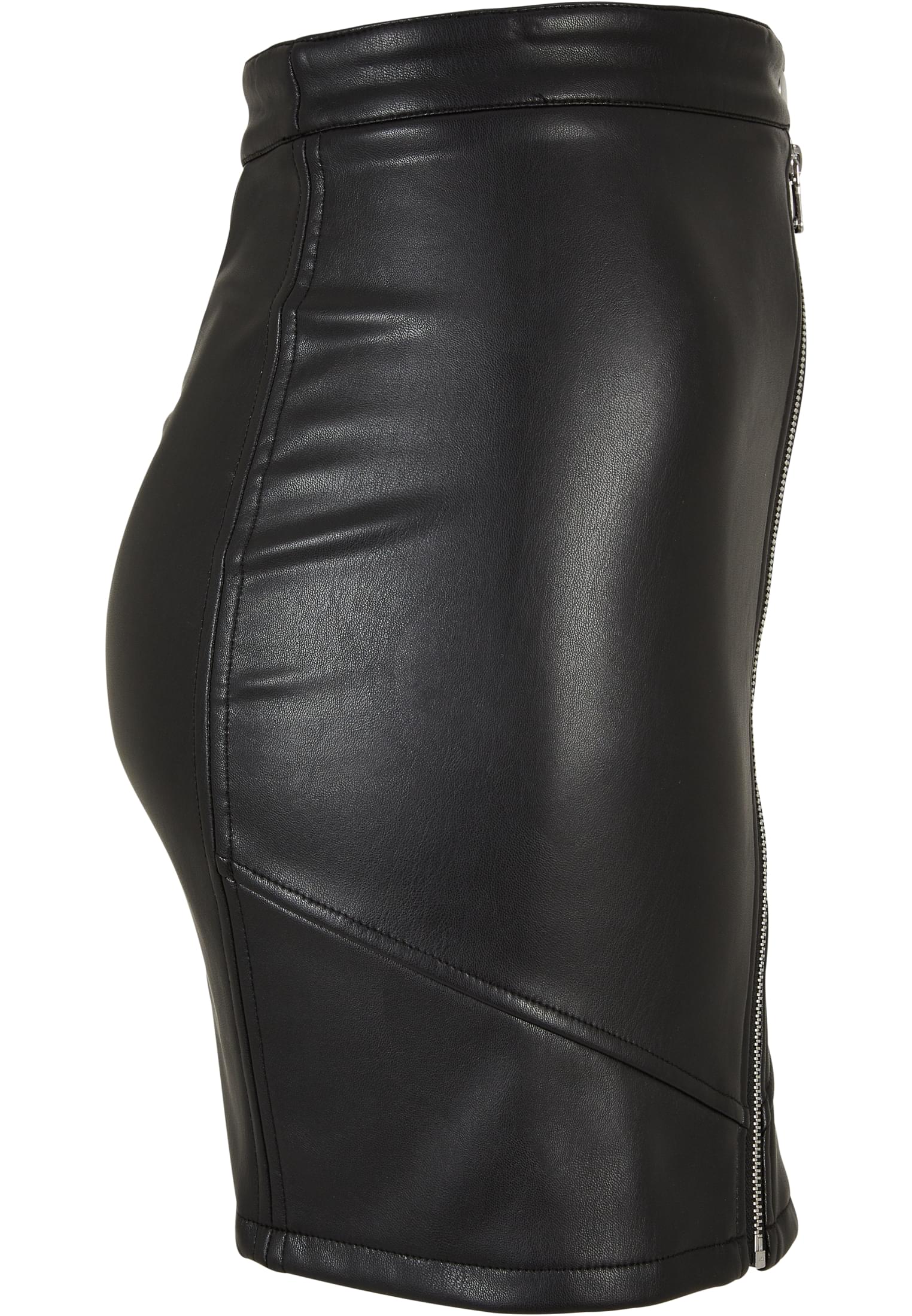 Ladies Synthetic Leather Biker Skirt | black