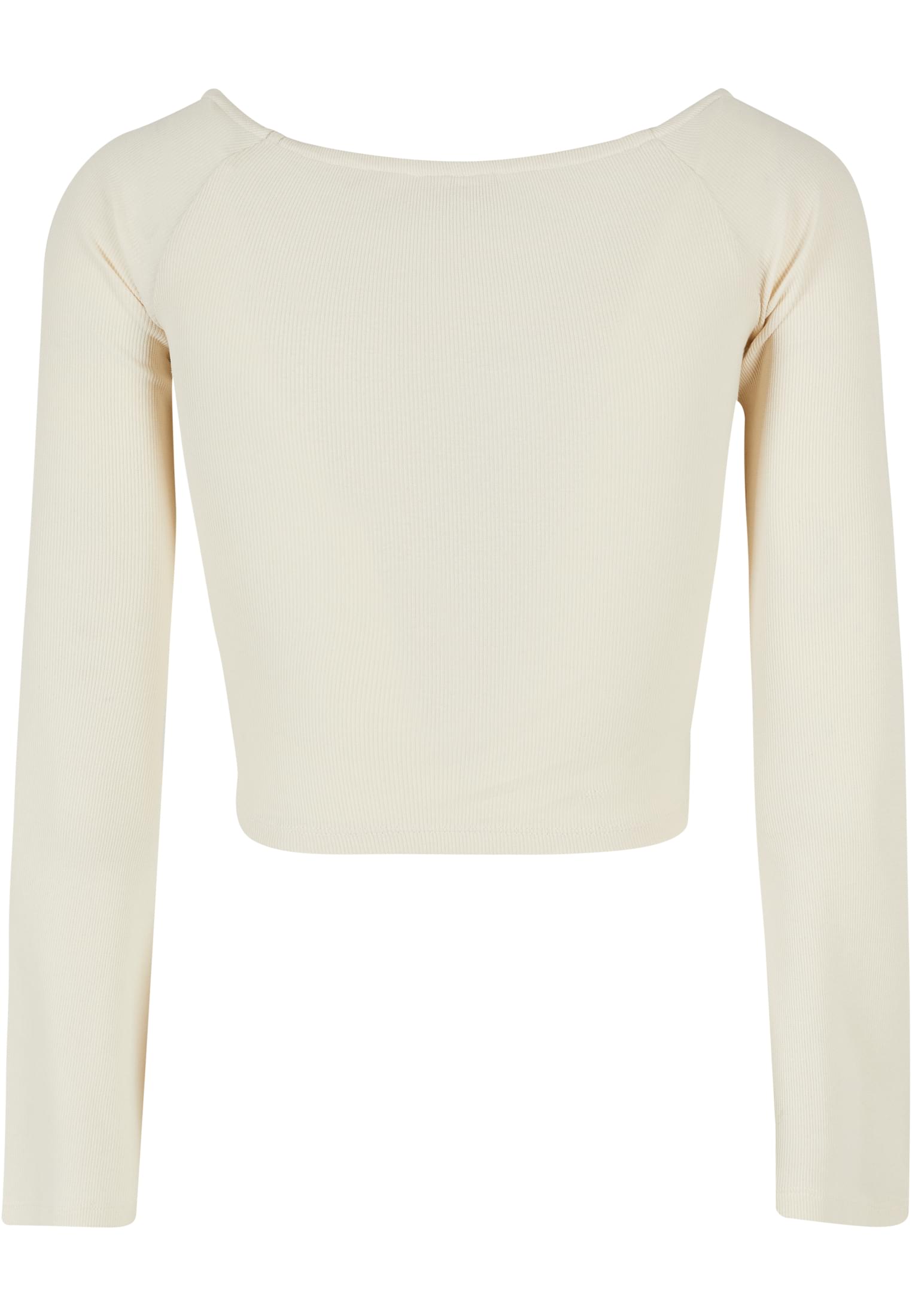 Ladies Short Rib Wide V-Neck Longsleeve | whitesand