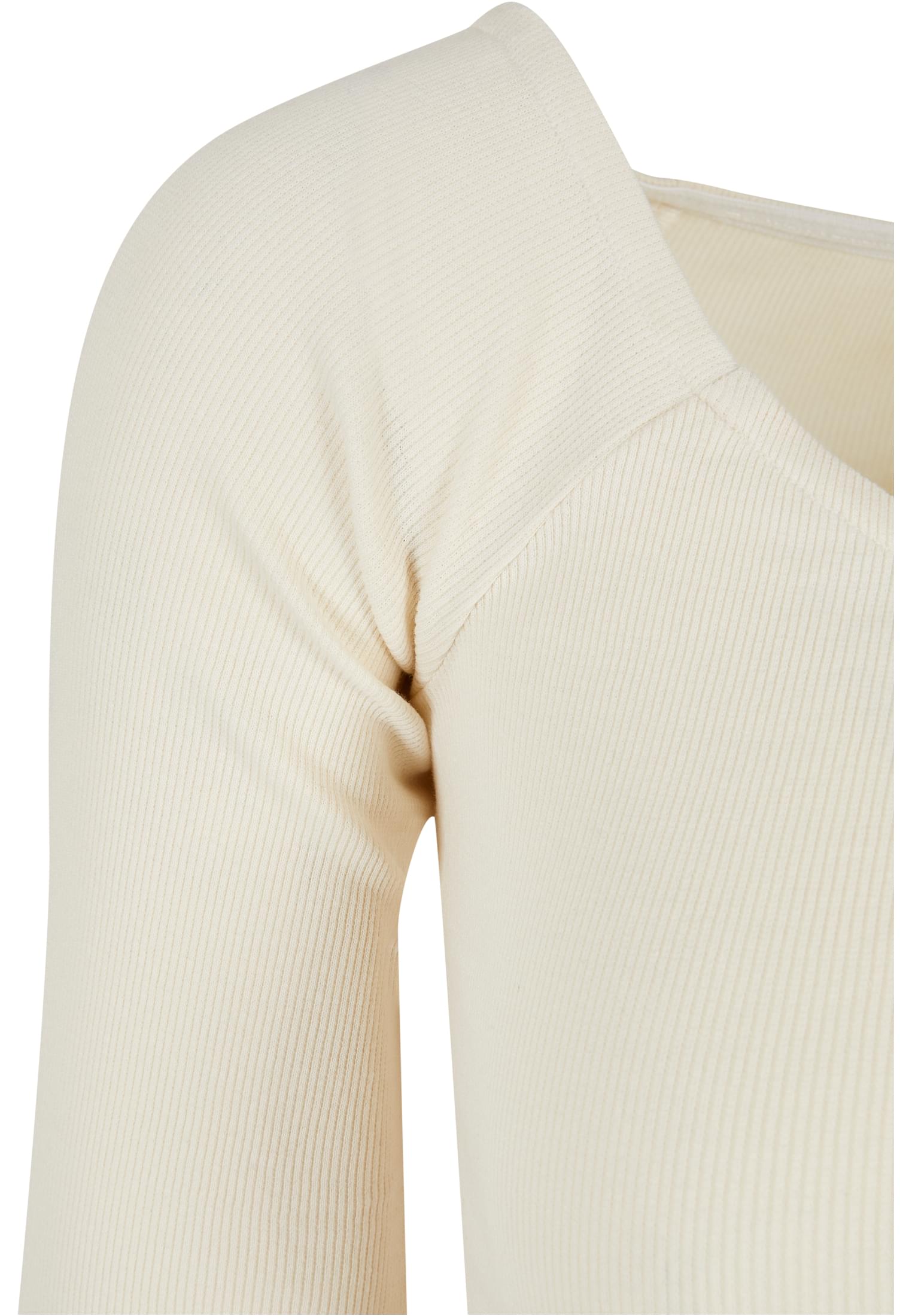 Ladies Short Rib Wide V-Neck Longsleeve | whitesand