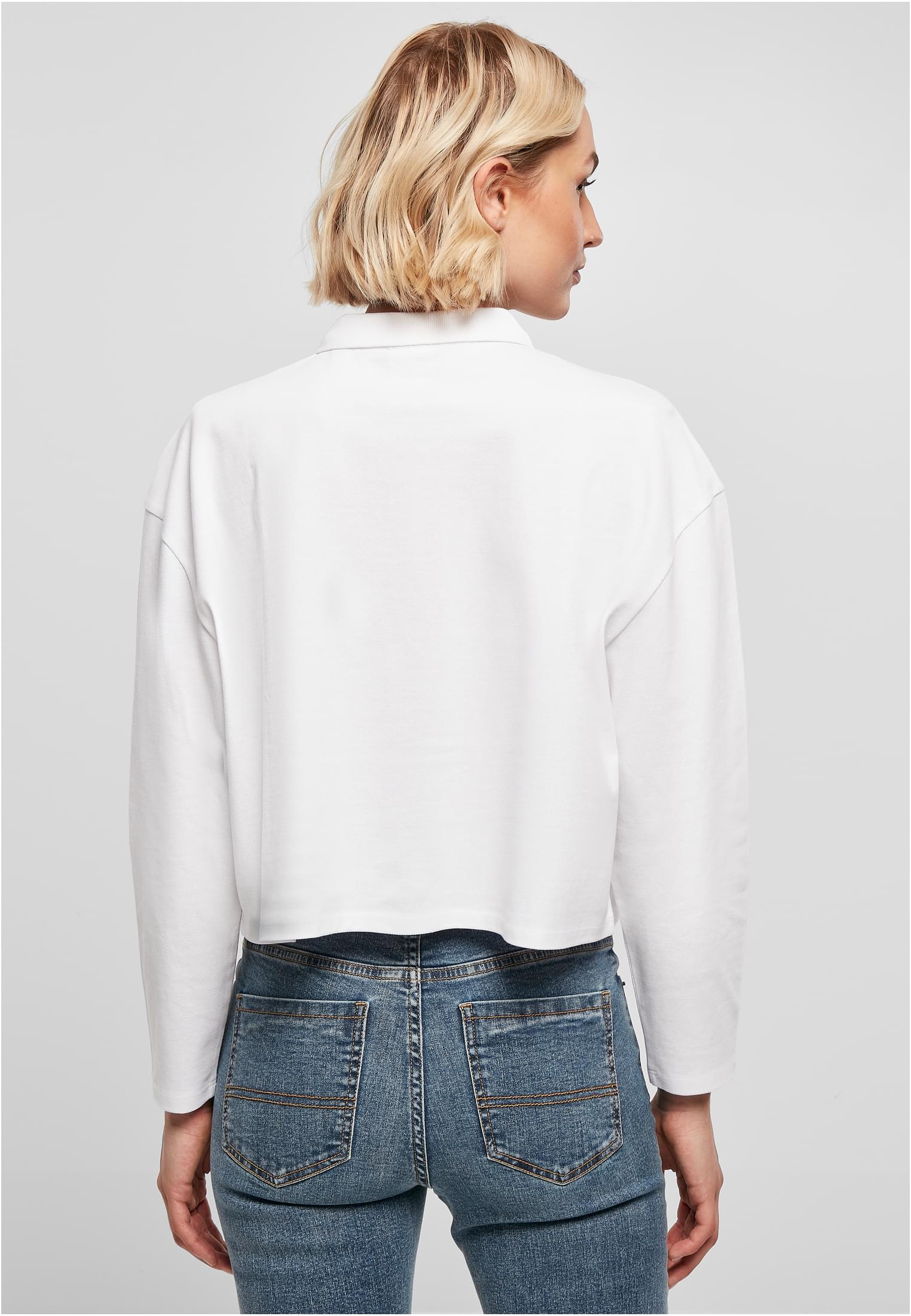 Ladies Short Oversized Polo Longsleeve | white