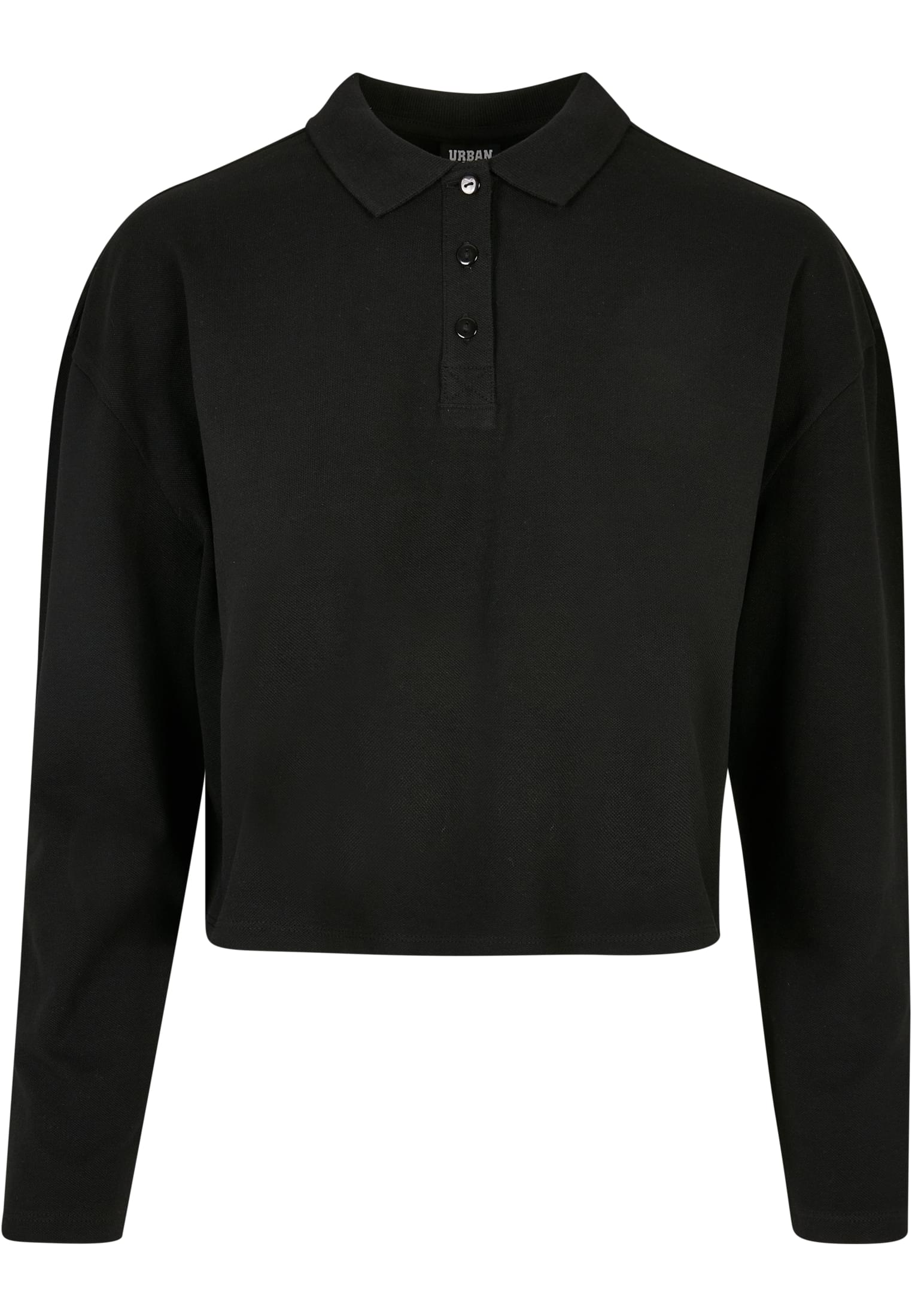 Ladies Short Oversized Polo Longsleeve | black