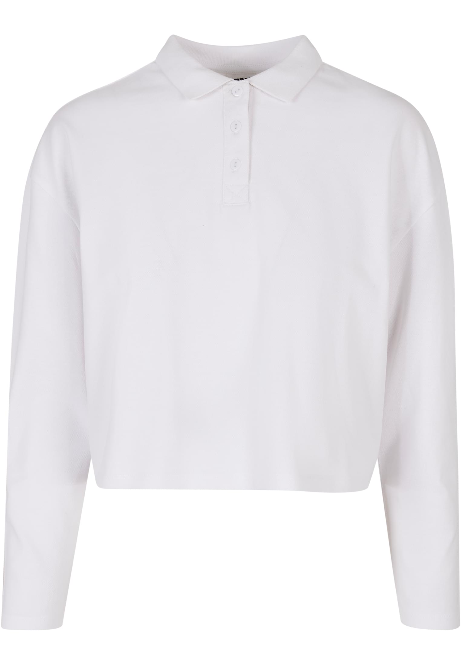 Ladies Short Oversized Polo Longsleeve | white