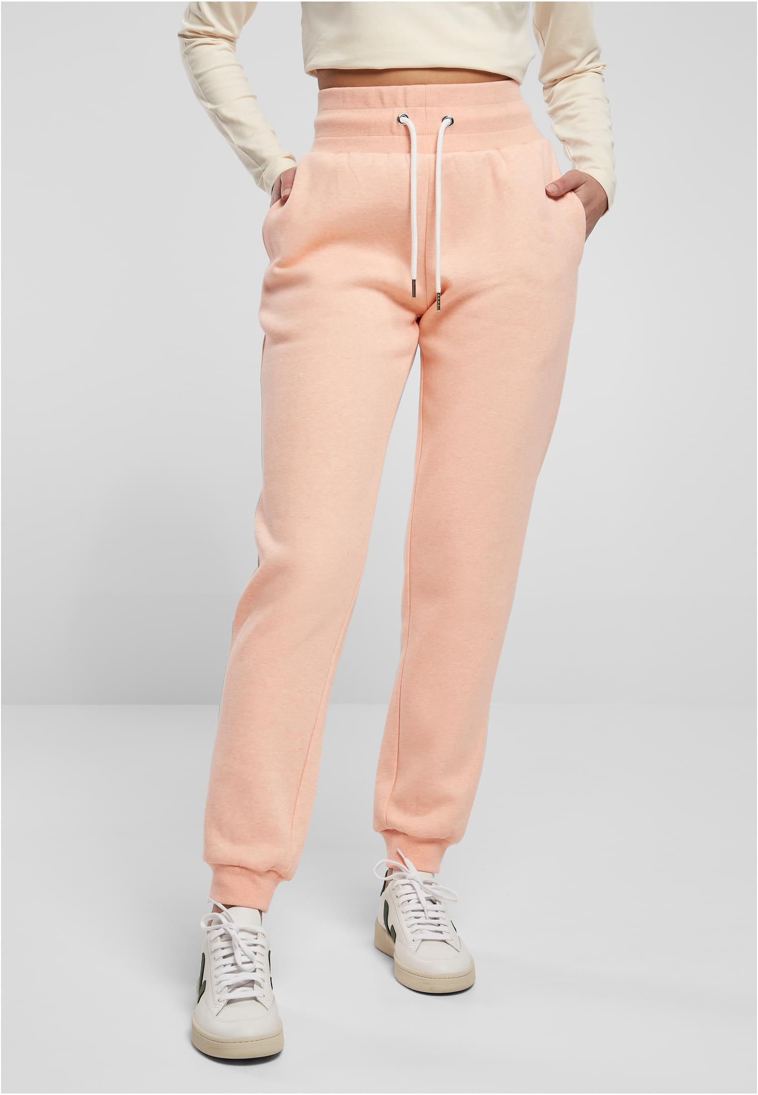 Ladies High Waist Color Melange Sweat Pants | papaya melange