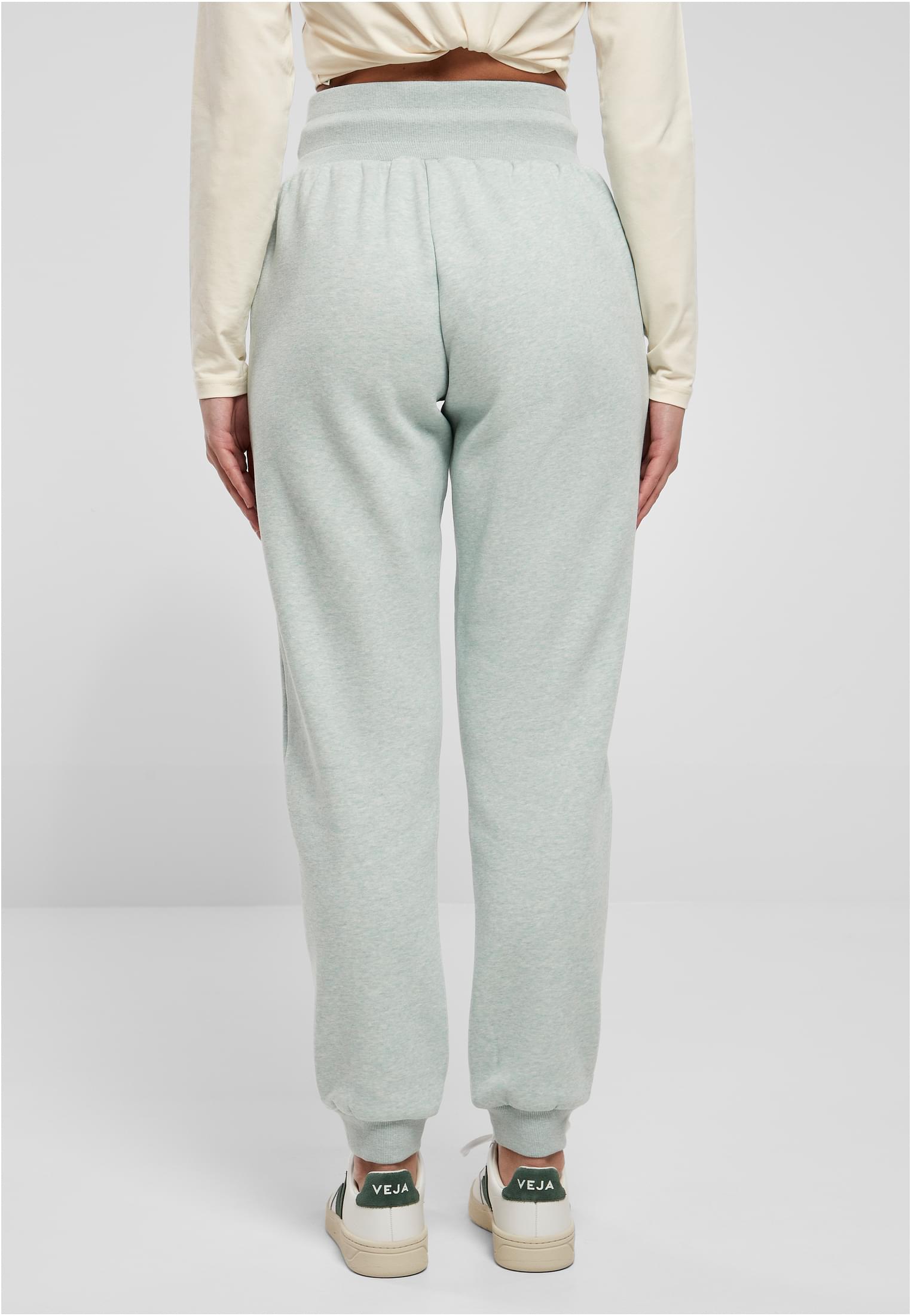 Ladies High Waist Color Melange Sweat Pants | salvia melange