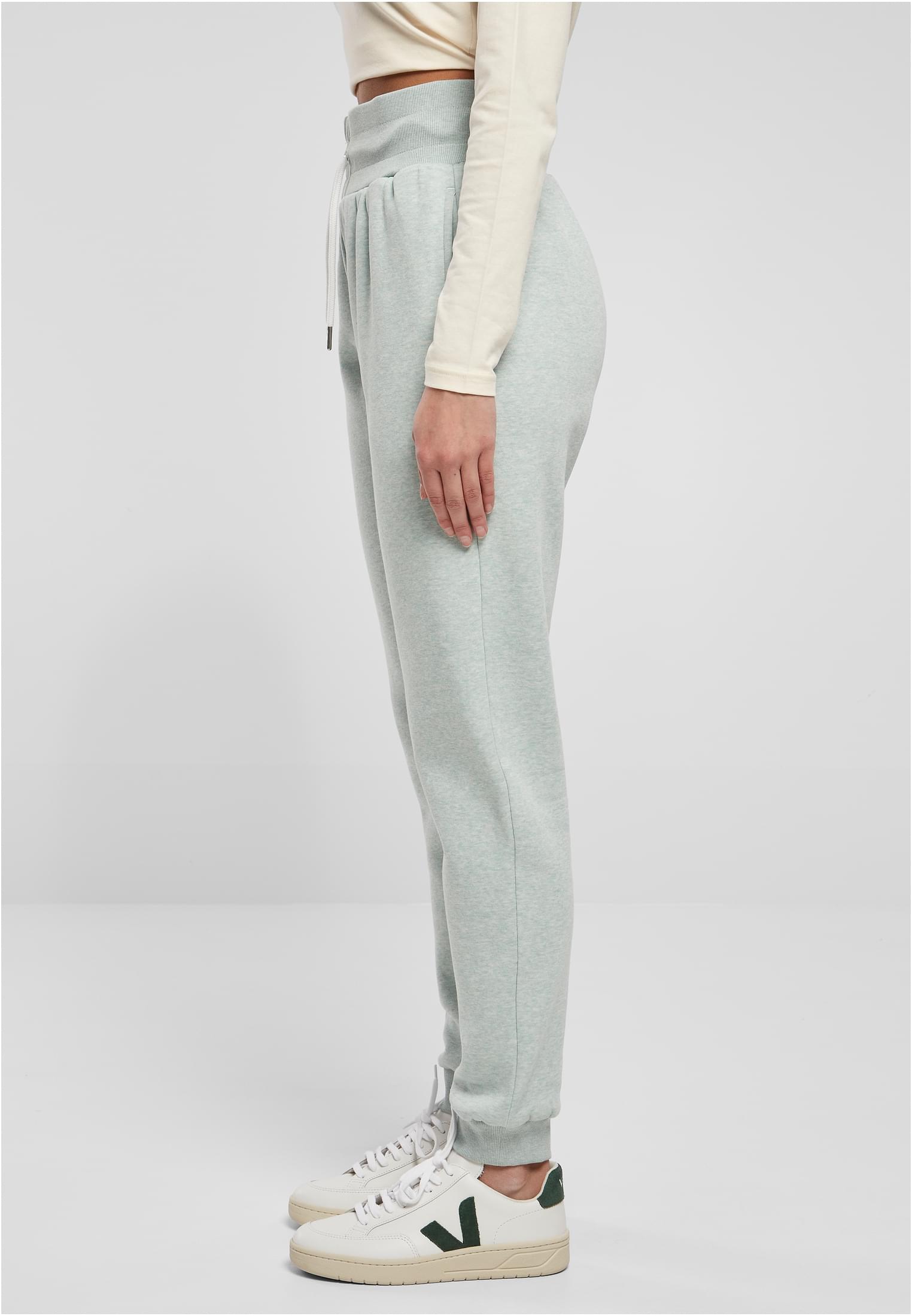 Ladies High Waist Color Melange Sweat Pants | salvia melange