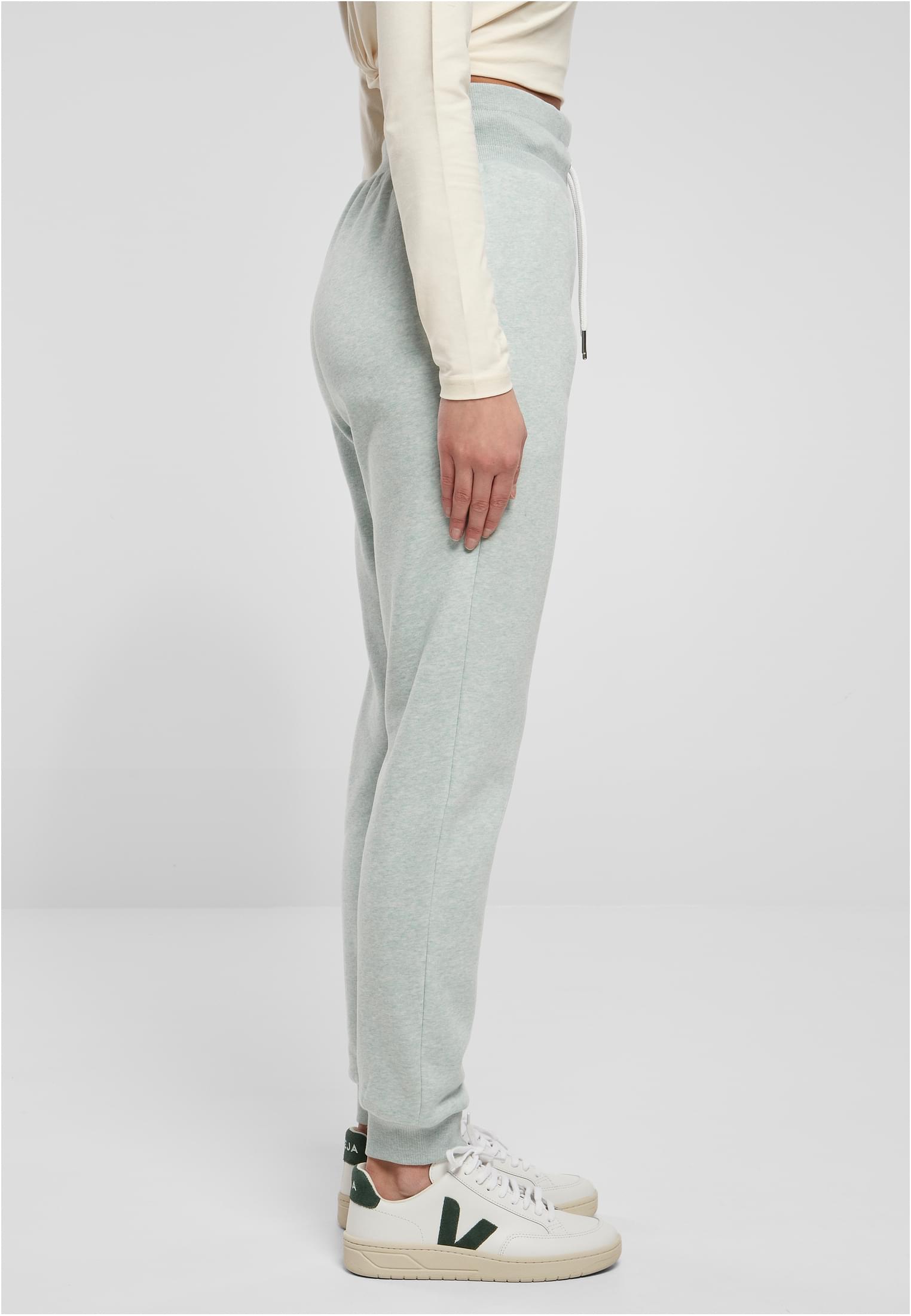 Ladies High Waist Color Melange Sweat Pants | salvia melange