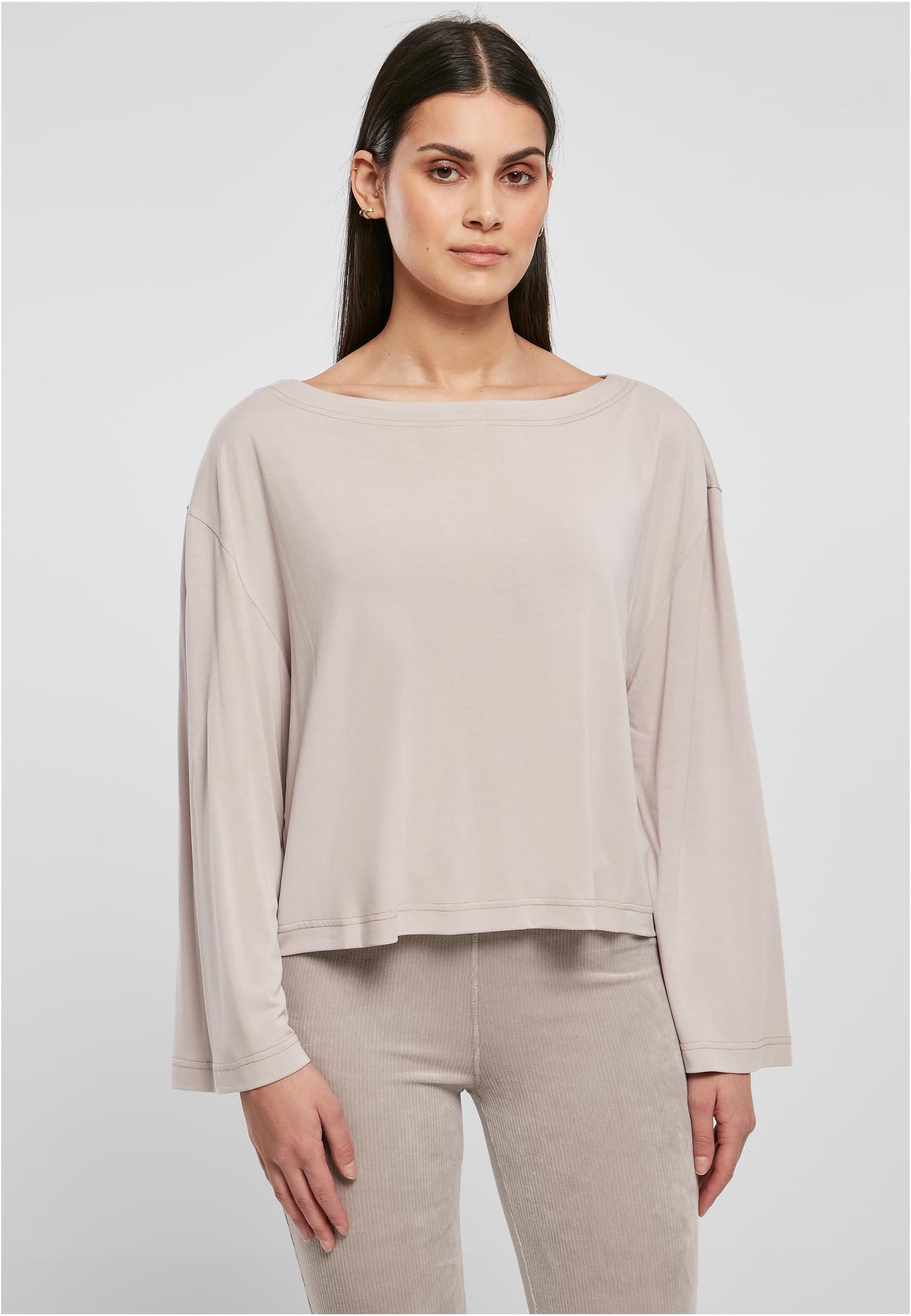 Ladies Short Modal Bateau Necklinie Longsleeve | warmgrey