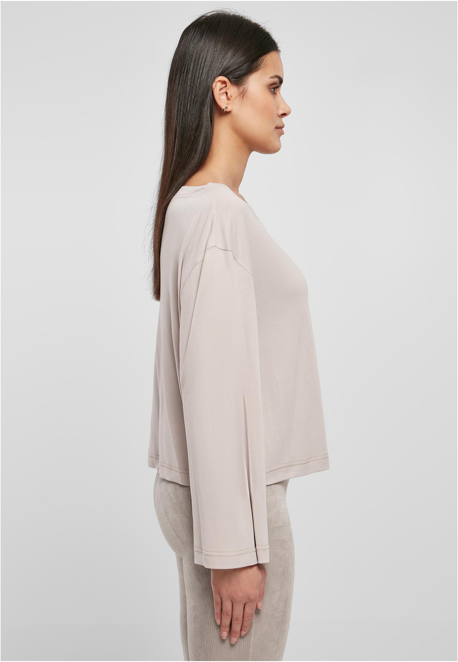 Ladies Short Modal Bateau Necklinie Longsleeve | warmgrey