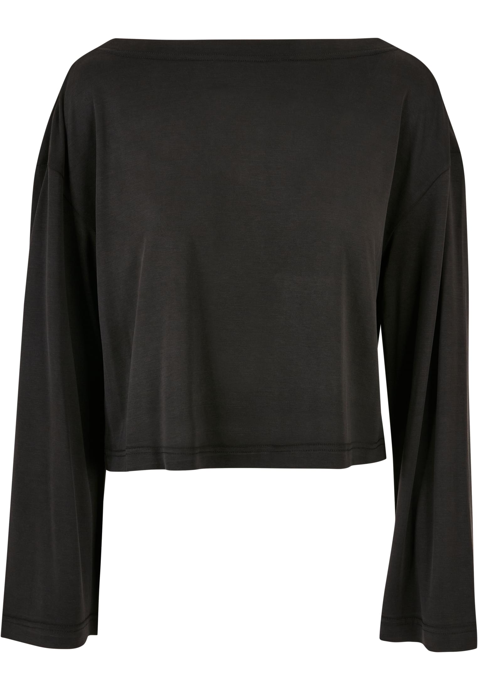 Ladies Short Modal Bateau Necklinie Longsleeve | black