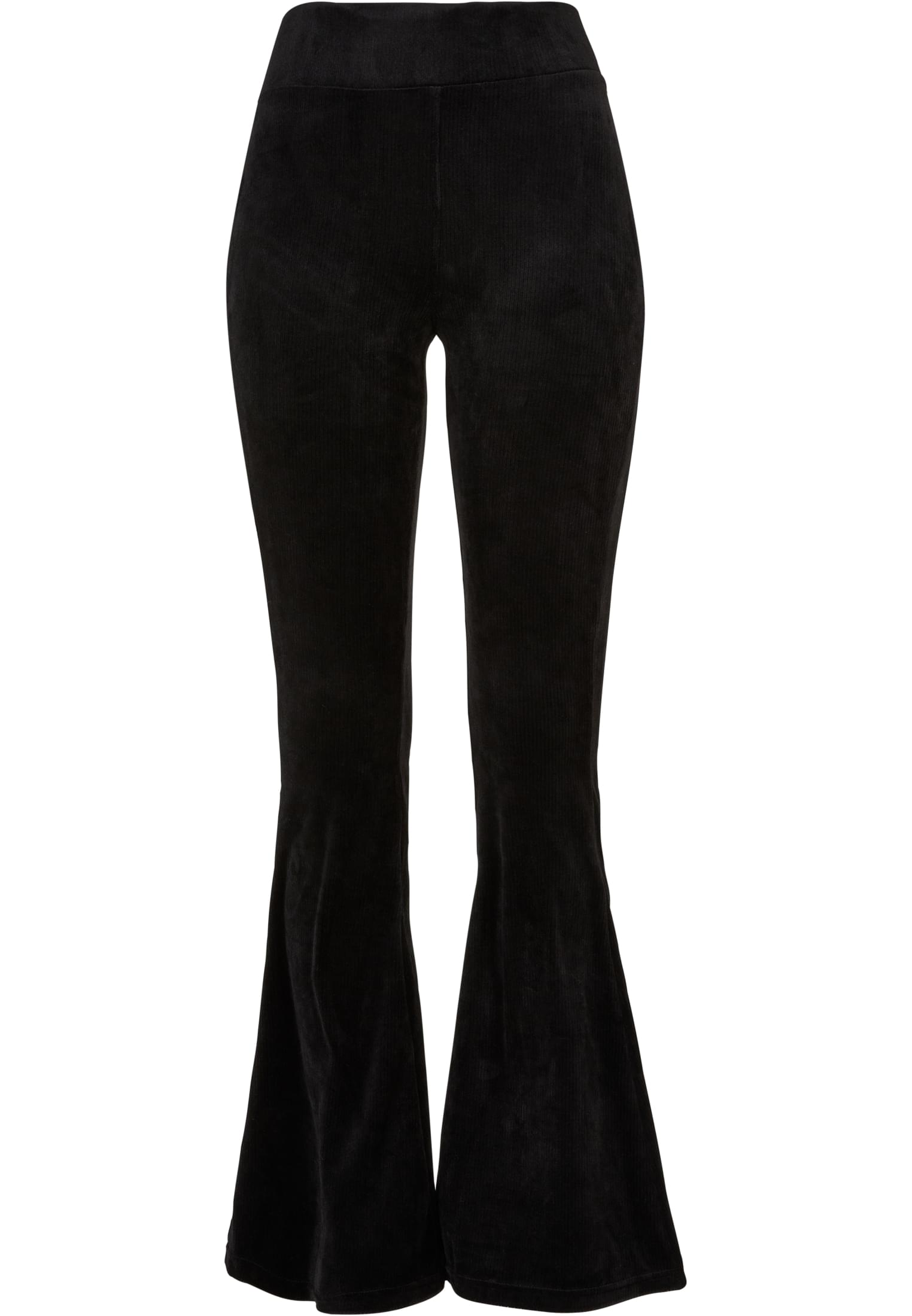 Ladies High Waist Rib Velvet Flared Leggings | black