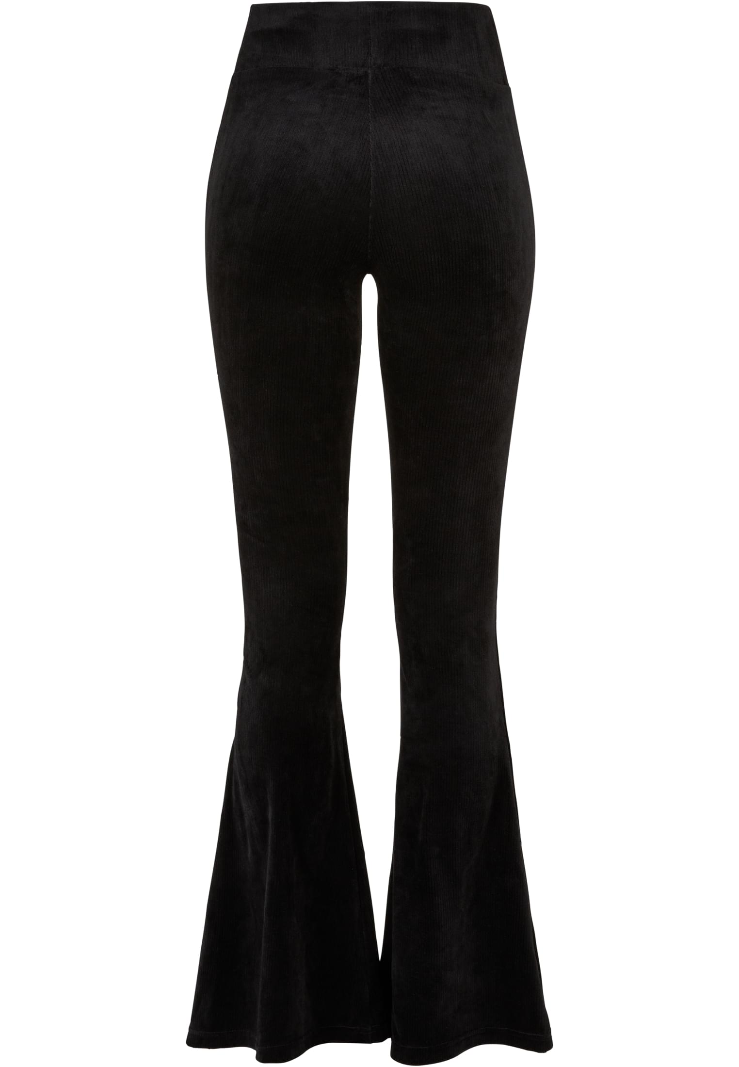 Ladies High Waist Rib Velvet Flared Leggings | black