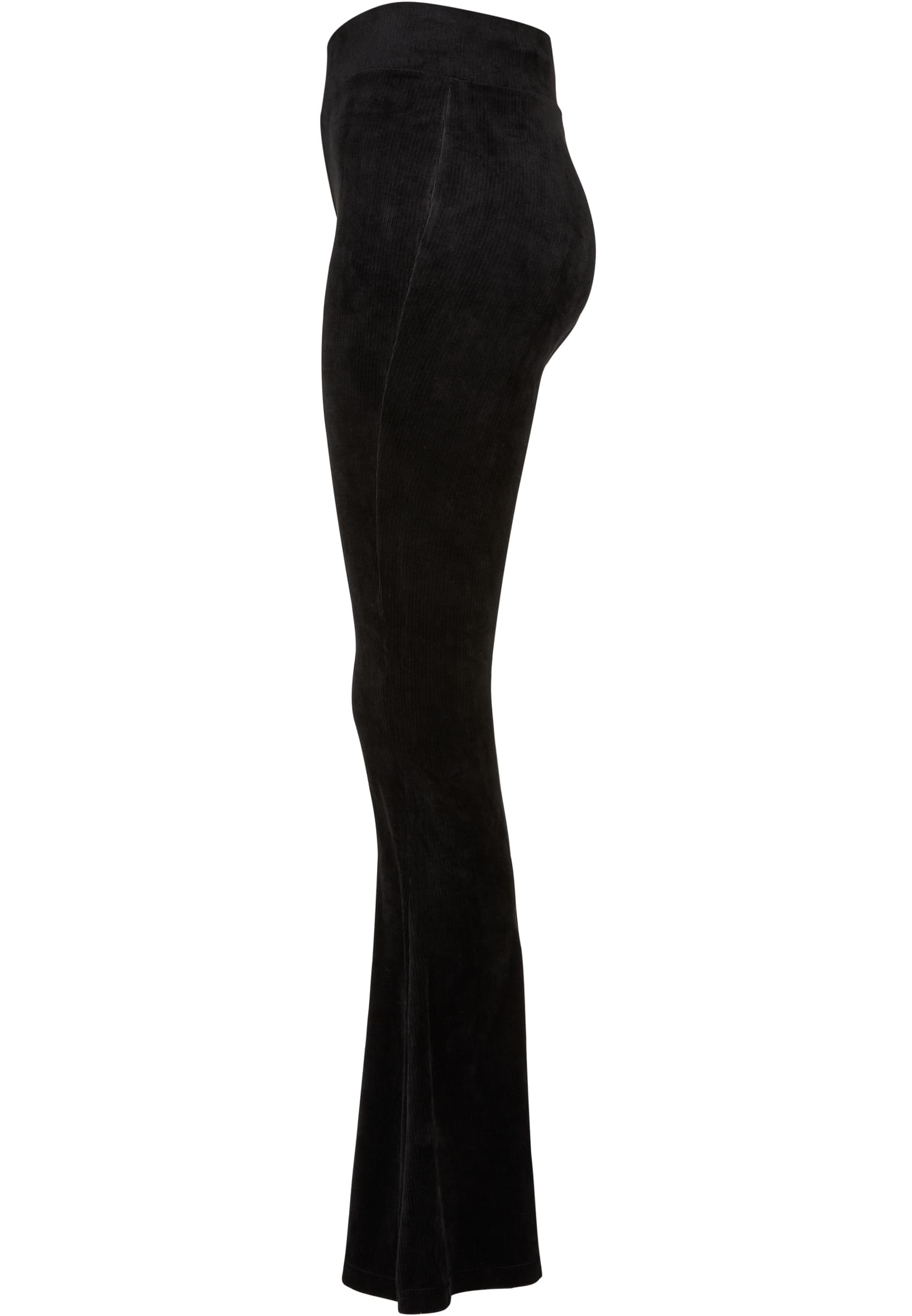 Ladies High Waist Rib Velvet Flared Leggings | black