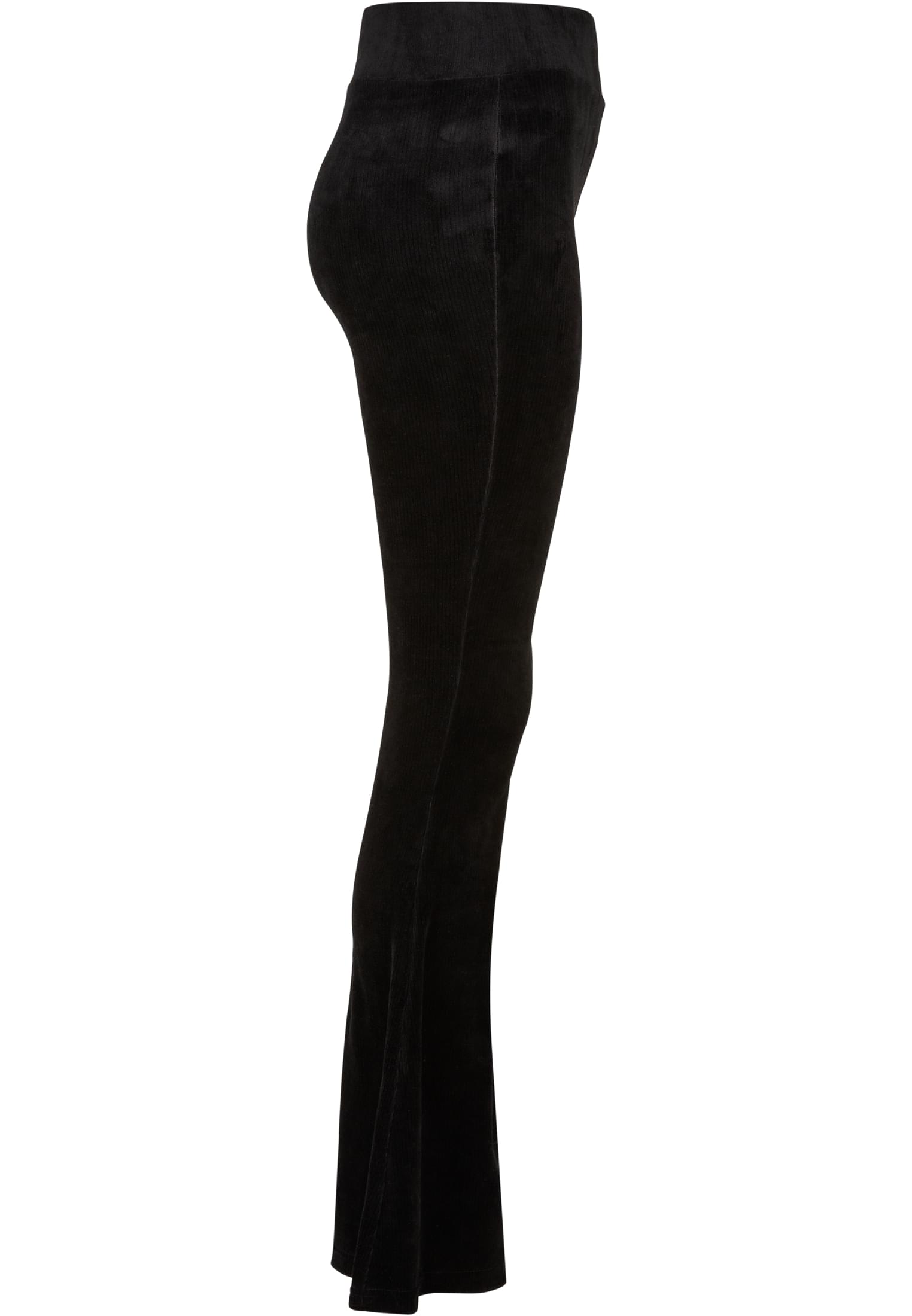 Ladies High Waist Rib Velvet Flared Leggings | black