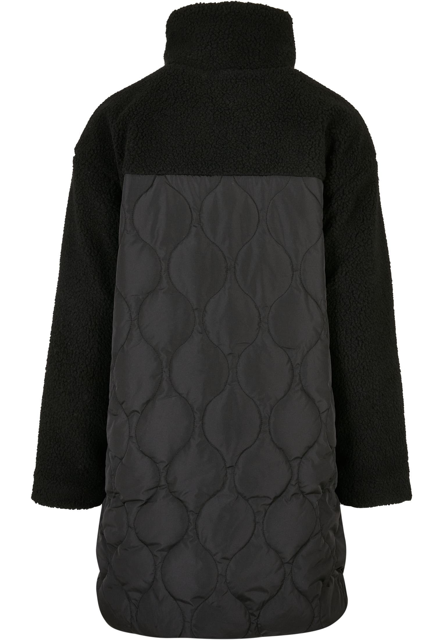 Ladies Oversized Sherpa Quilted Coat | black