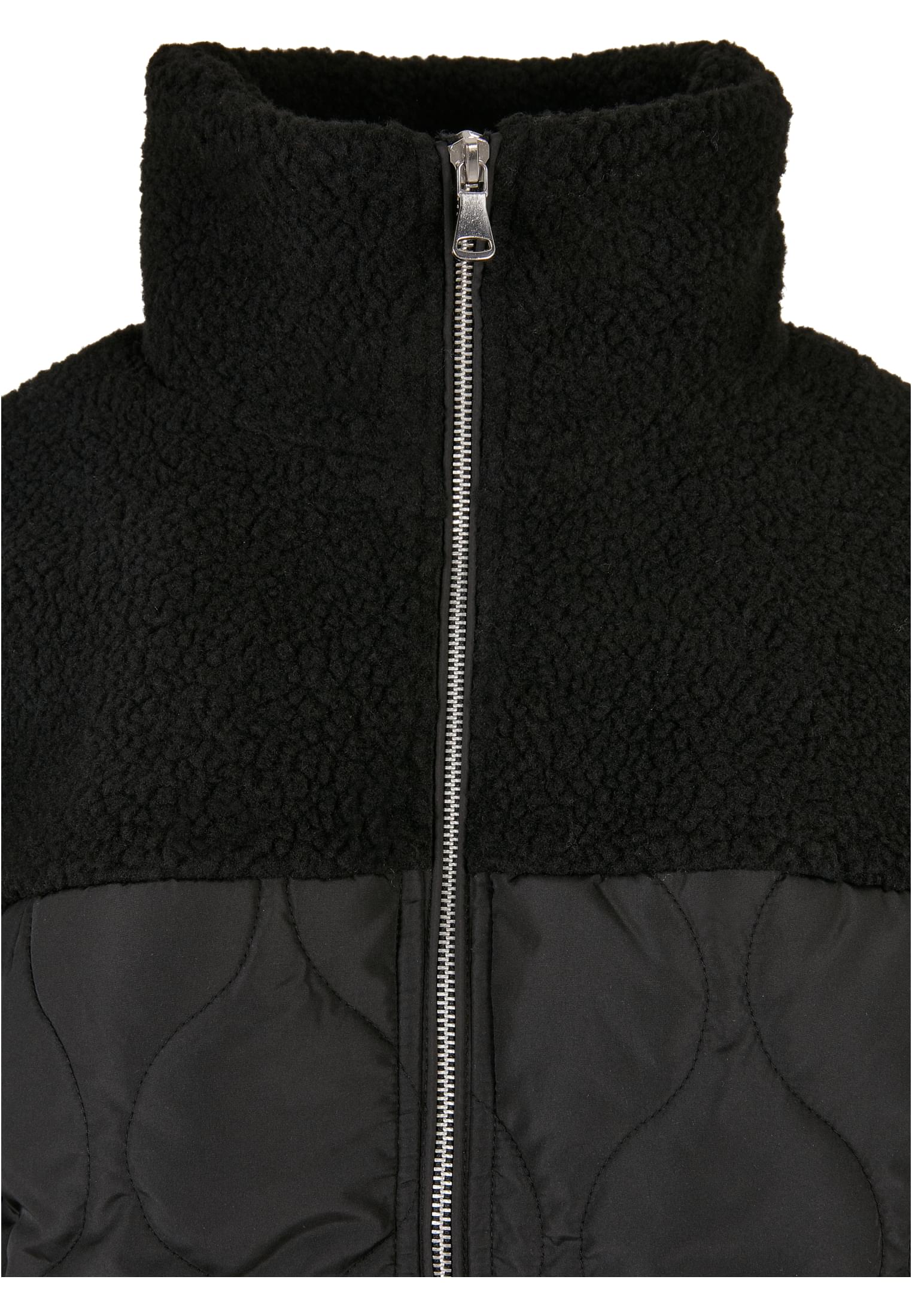 Ladies Oversized Sherpa Quilted Coat | black