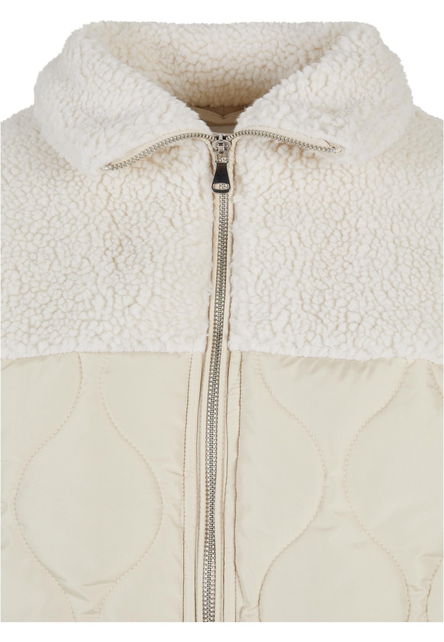 Ladies Oversized Sherpa Quilted Coat | softseagrass/whitesand