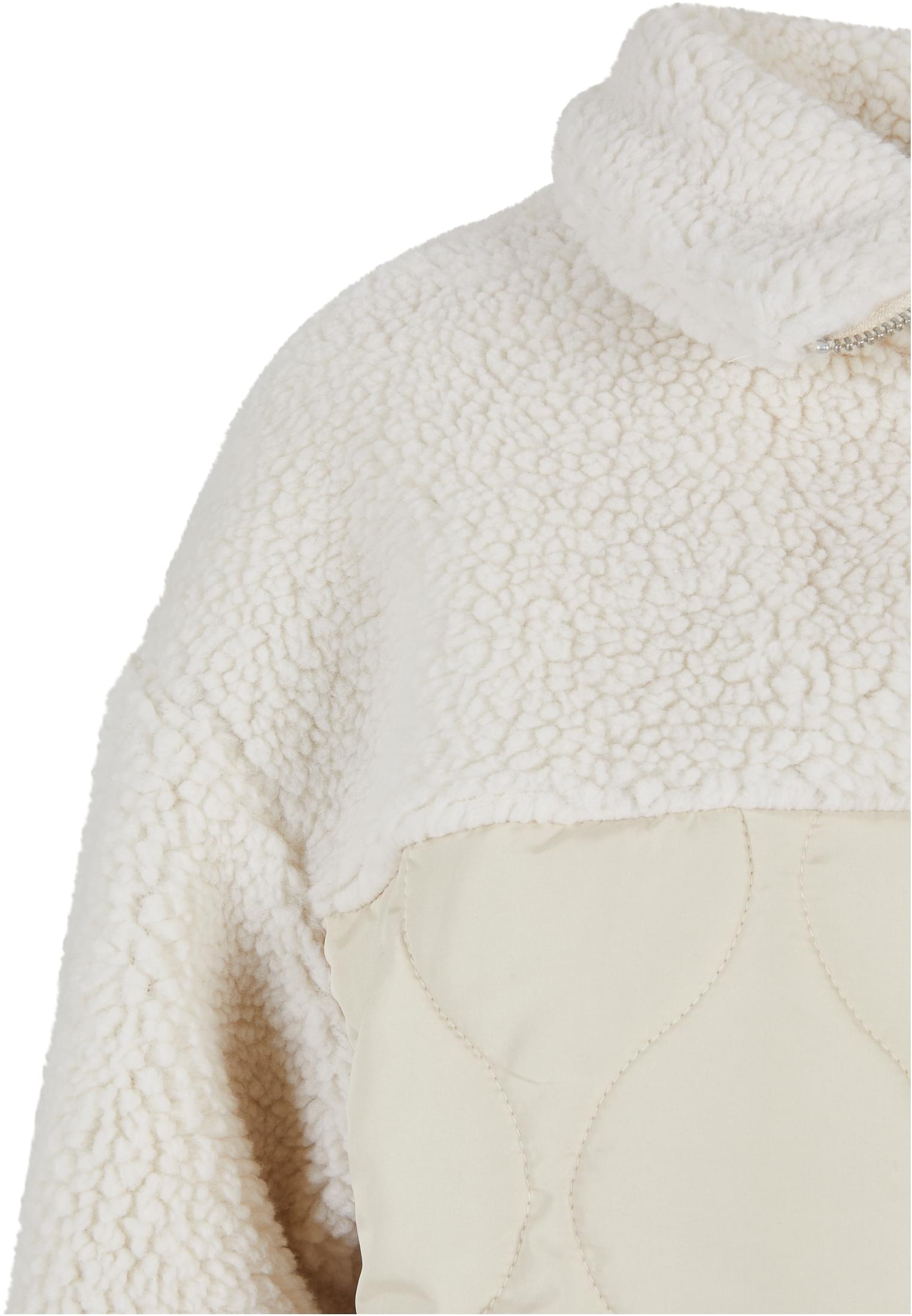 Ladies Oversized Sherpa Quilted Coat | softseagrass/whitesand