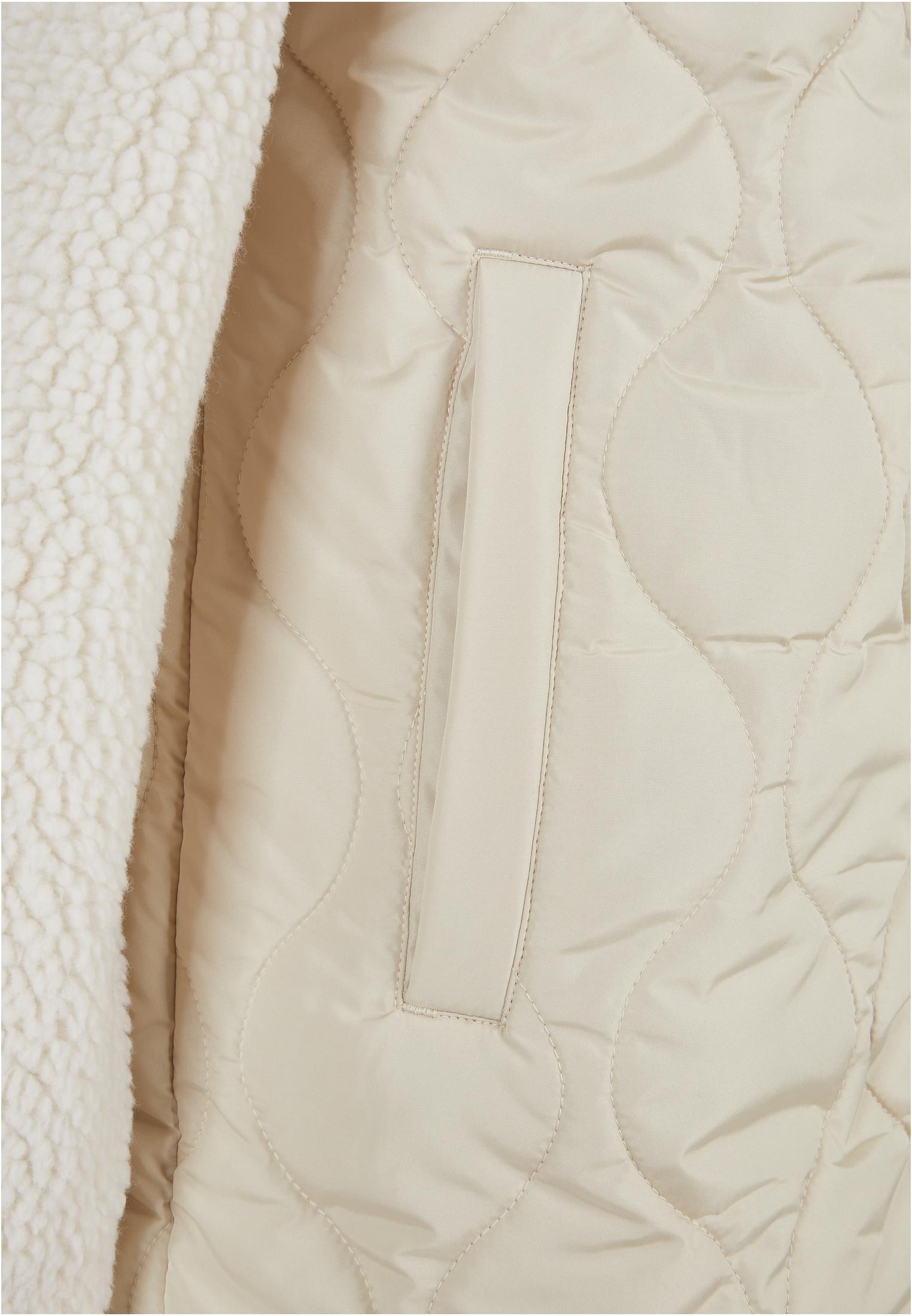 Ladies Oversized Sherpa Quilted Coat | softseagrass/whitesand