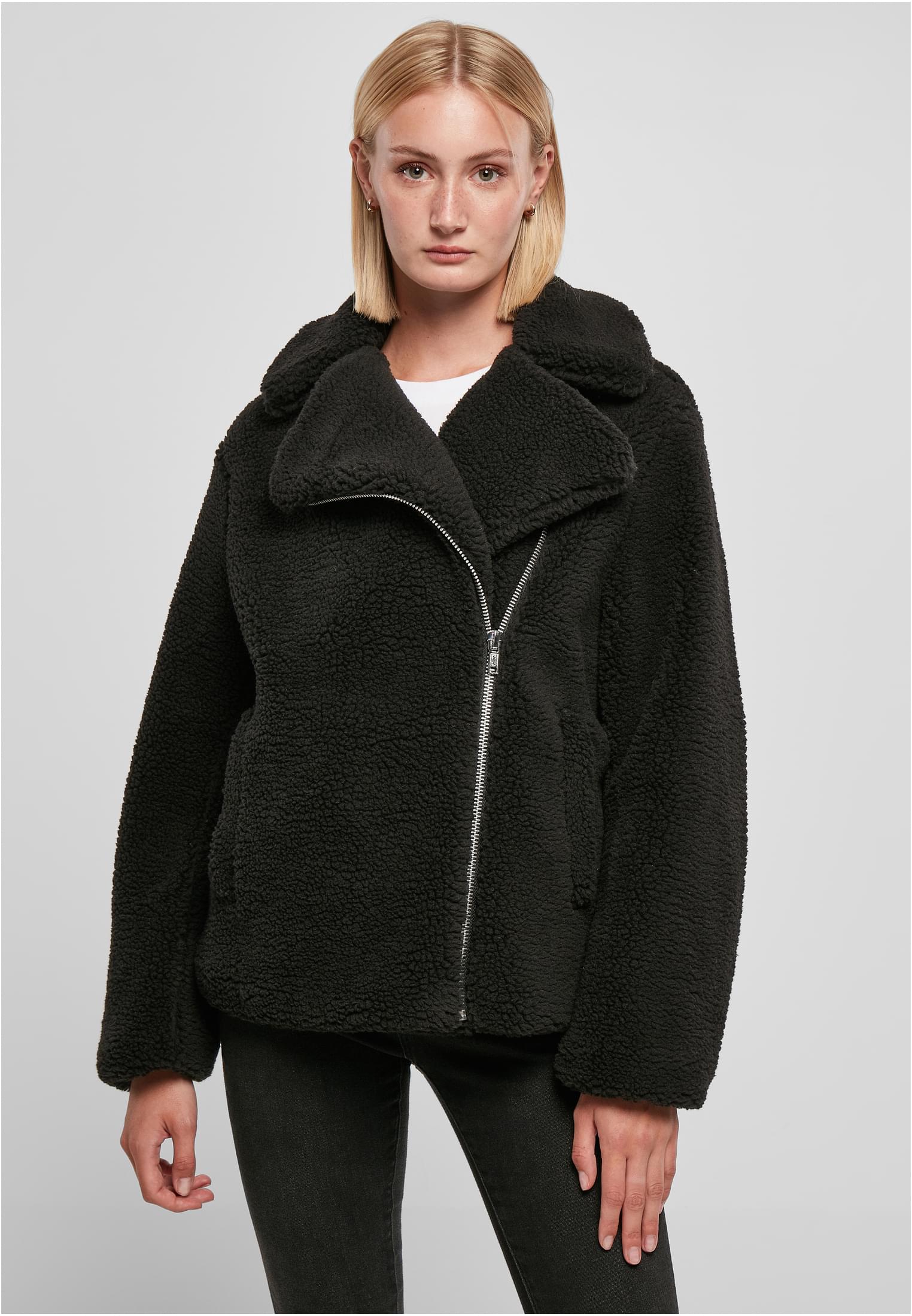 Ladies Sherpa Biker Jacket | black