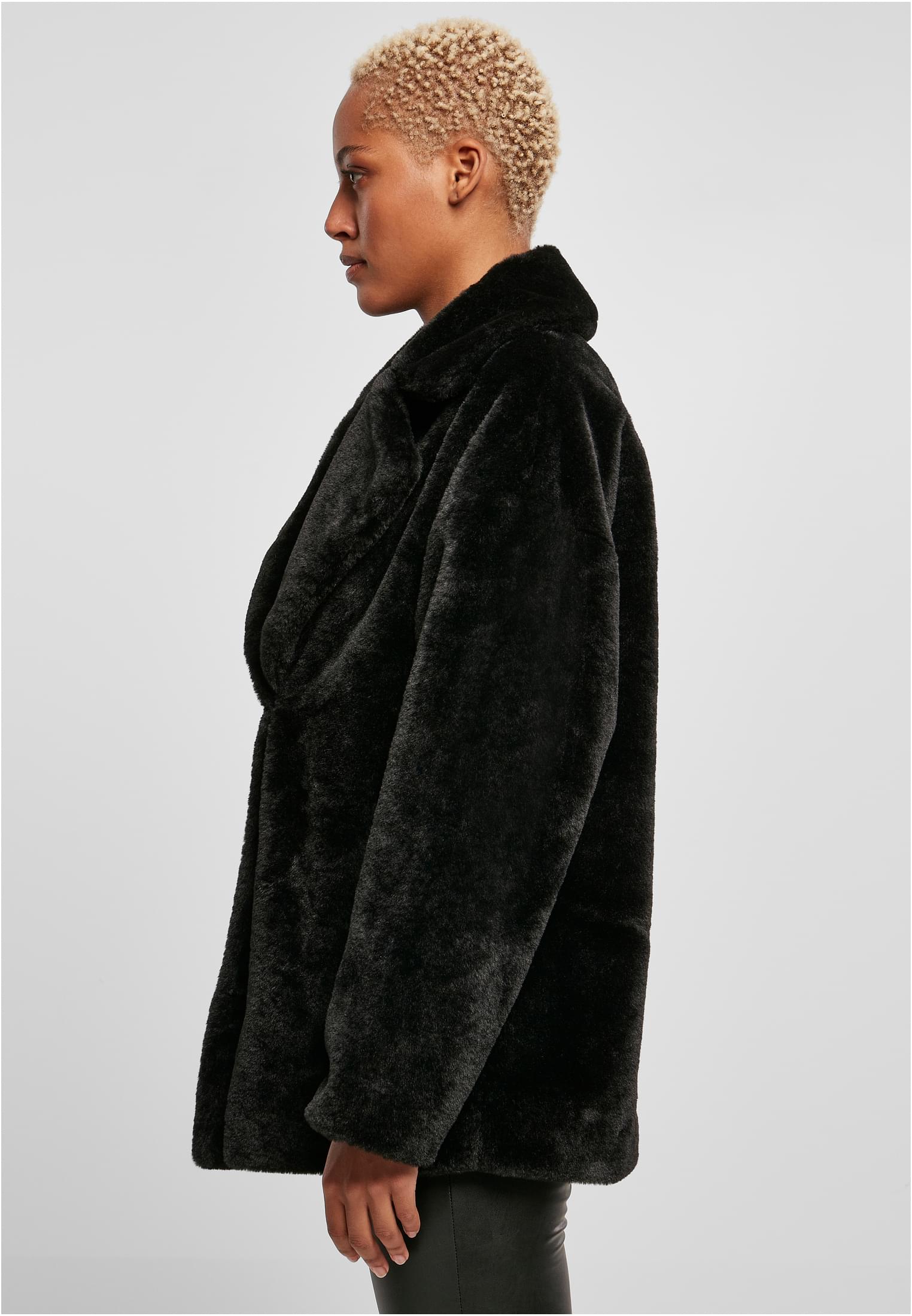 Ladies Lapel Teddy Jacket | black