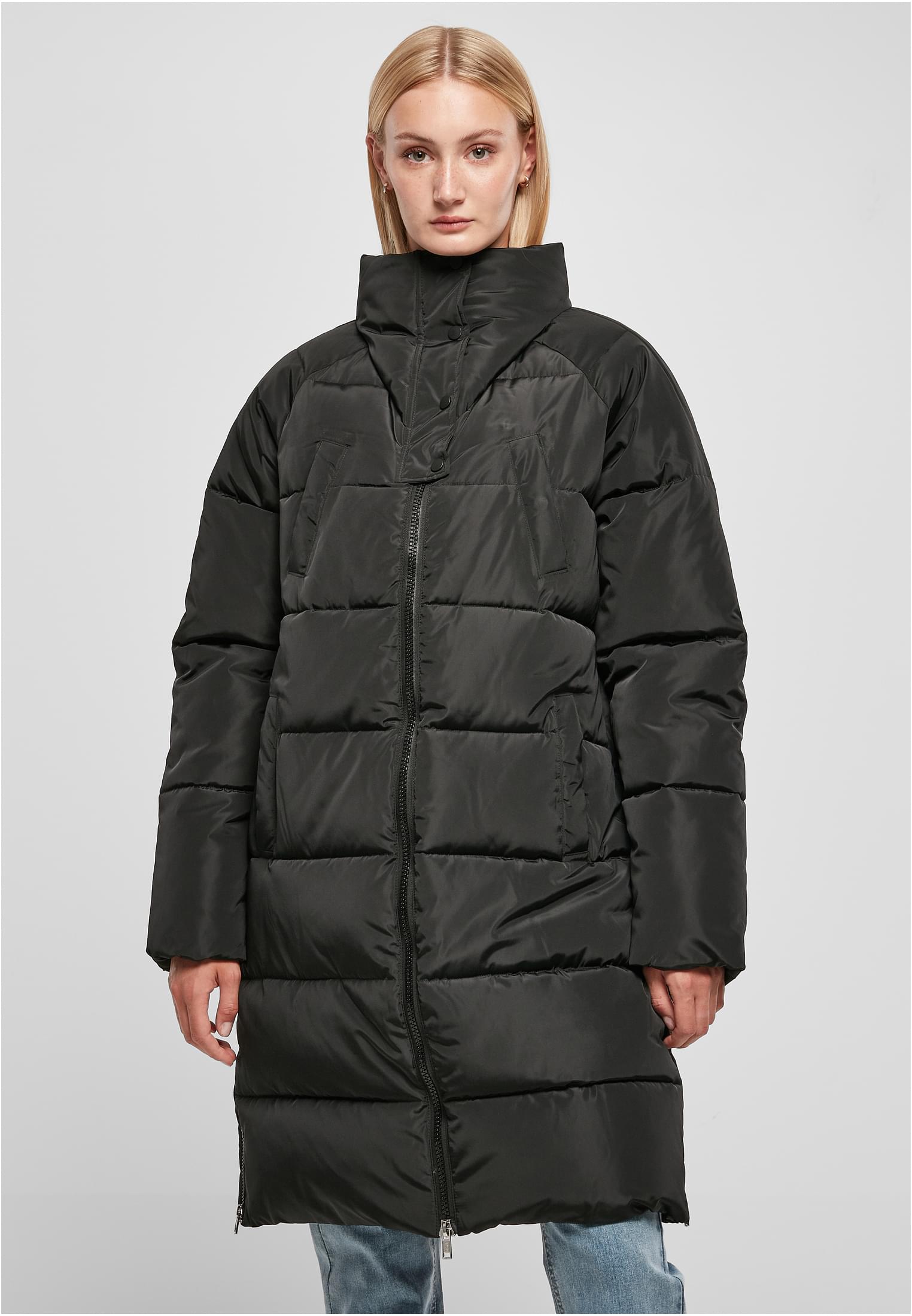 Ladies High Neck Puffer Coat | black