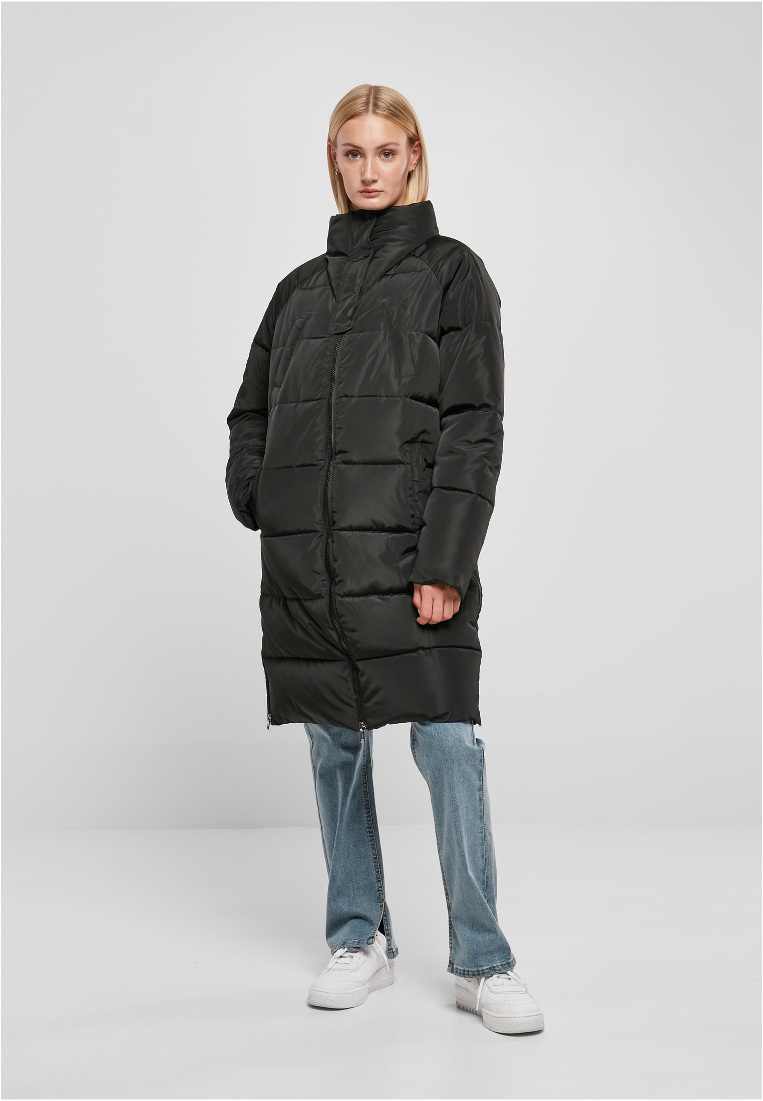 Ladies High Neck Puffer Coat | black