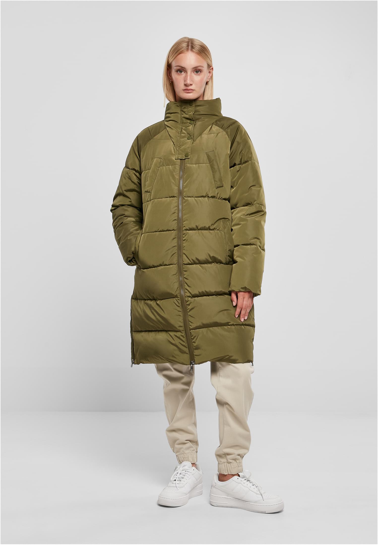 Ladies High Neck Puffer Coat | olive