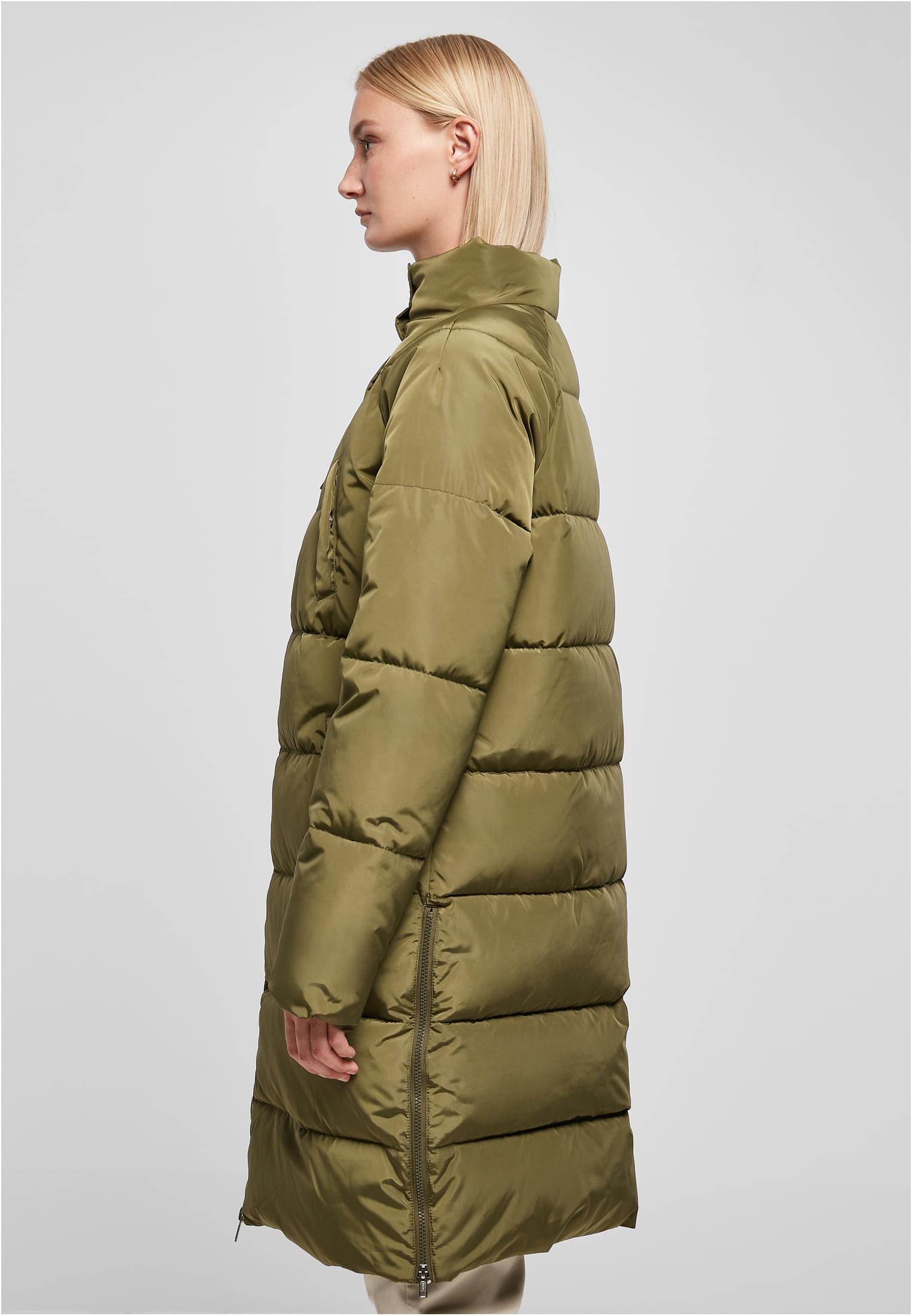 Ladies High Neck Puffer Coat | olive