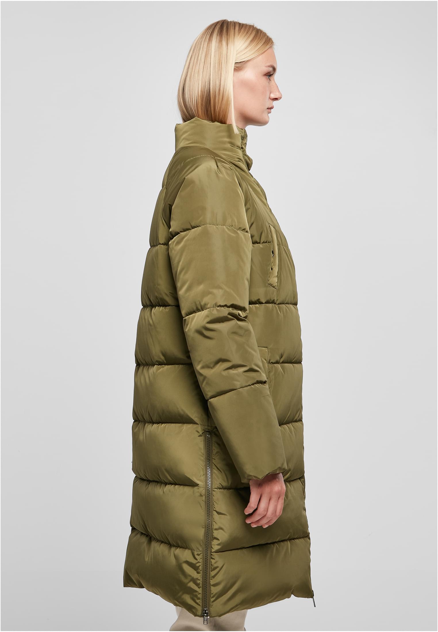 Ladies High Neck Puffer Coat | olive