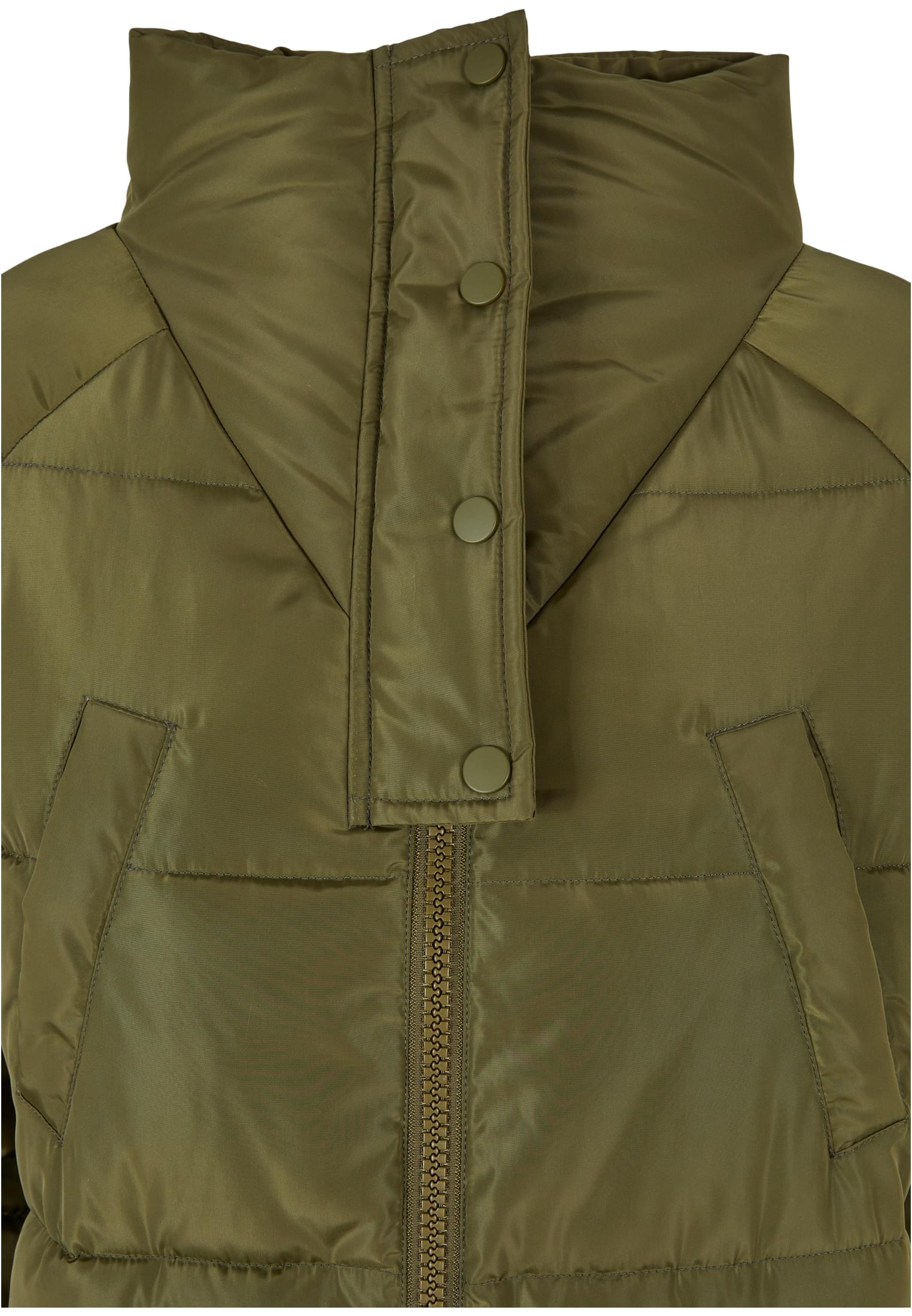 Ladies High Neck Puffer Coat | olive