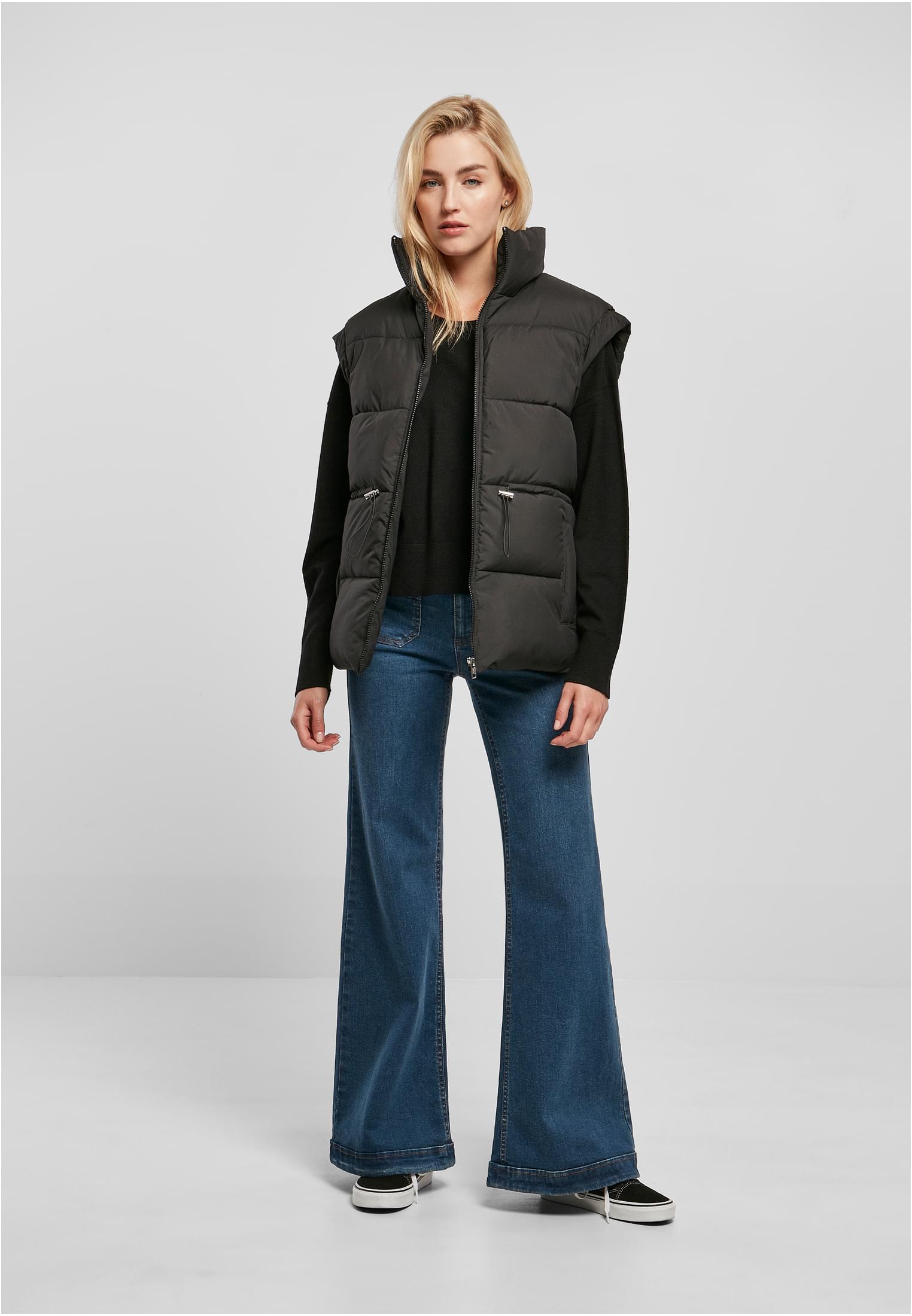 Ladies Waisted Puffer Vest | black