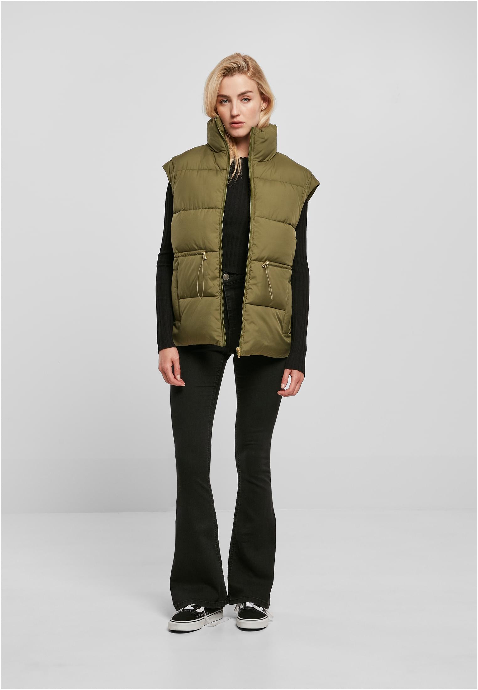 Ladies Waisted Puffer Vest | olive