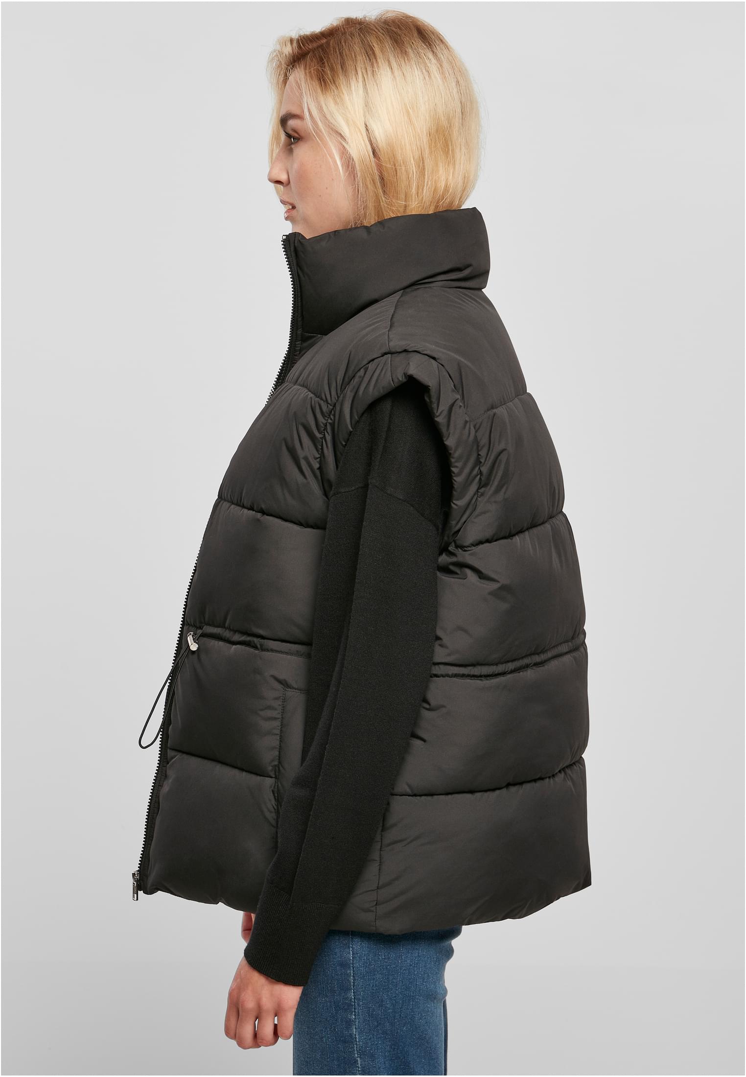 Ladies Waisted Puffer Vest | black