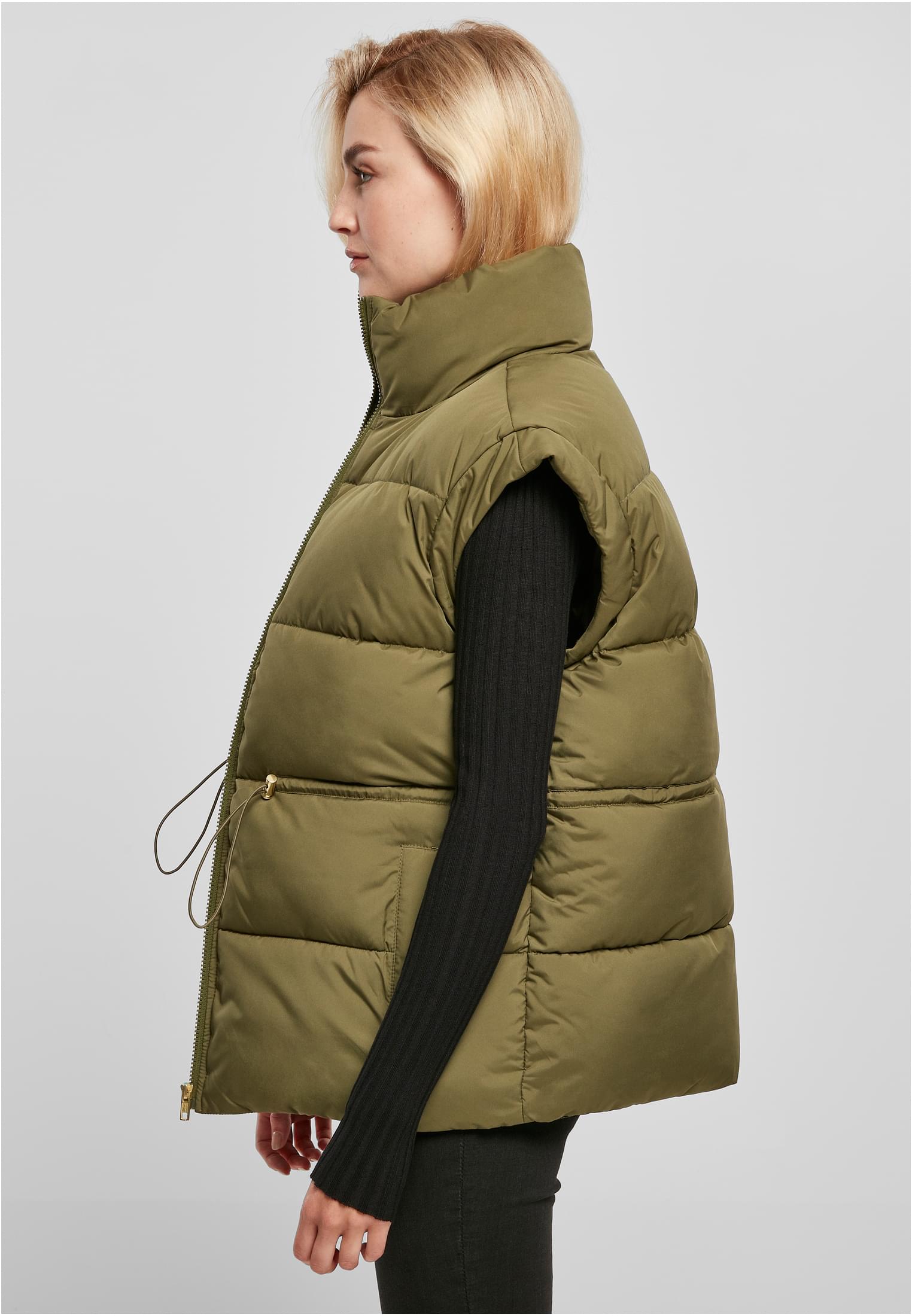 Ladies Waisted Puffer Vest | olive