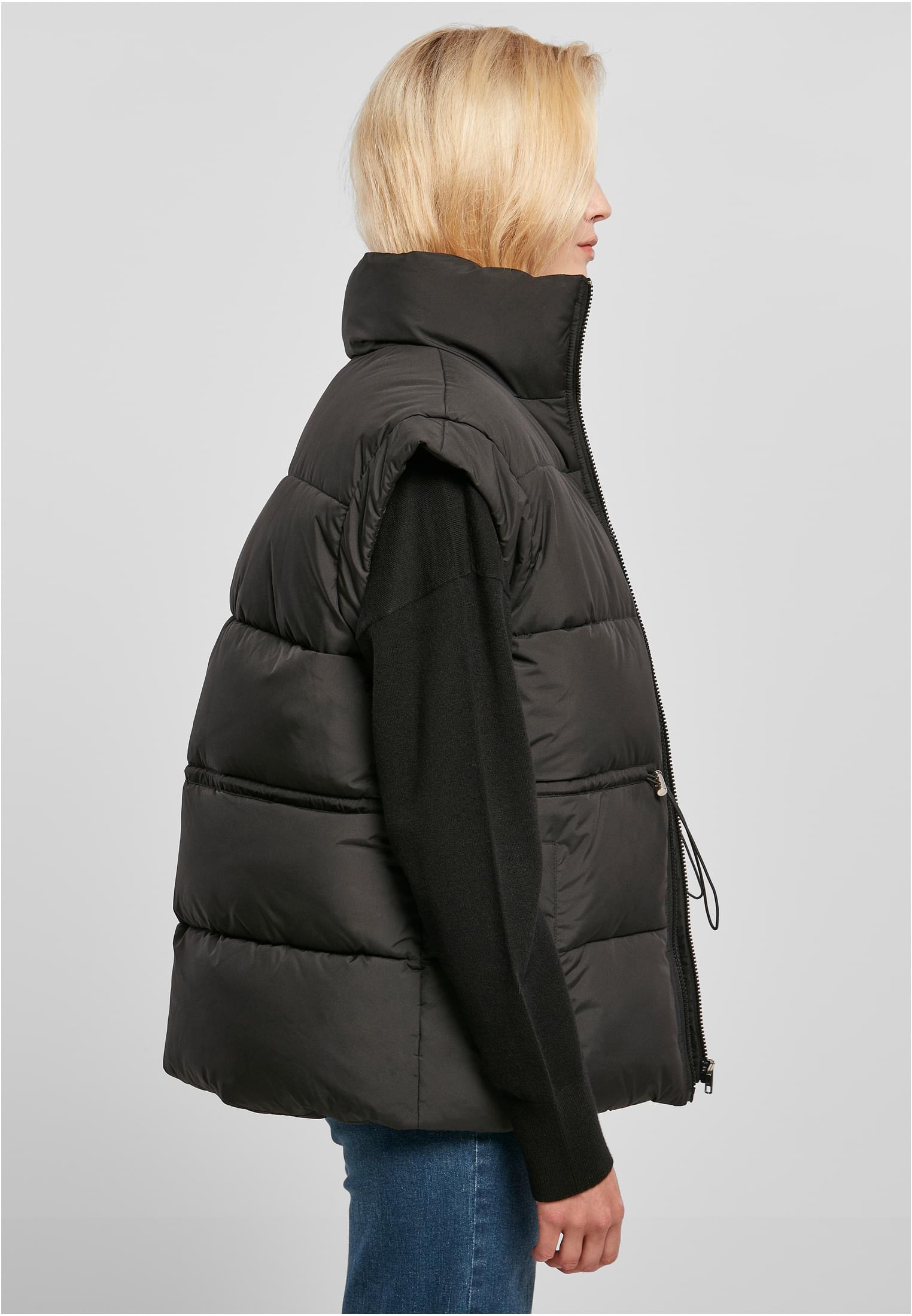 Ladies Waisted Puffer Vest | black