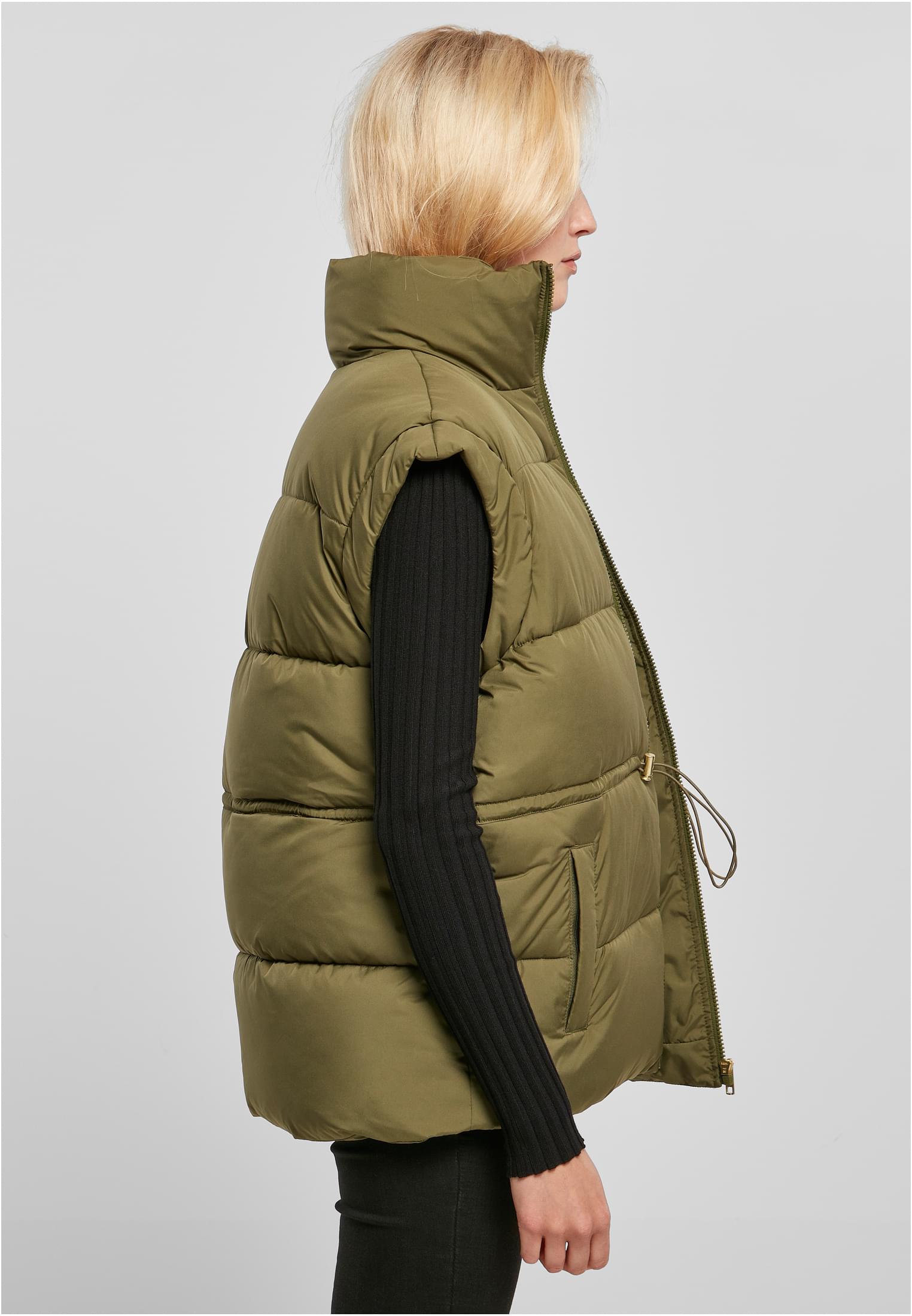 Ladies Waisted Puffer Vest | olive