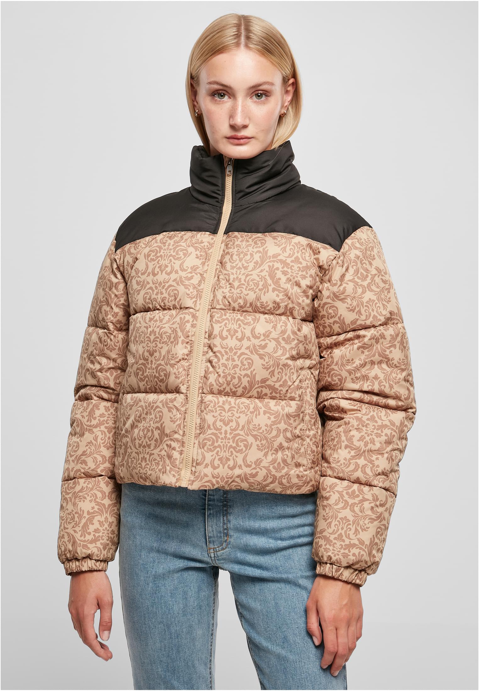 Ladies AOP Retro Puffer Jacket | unionbeigedamast