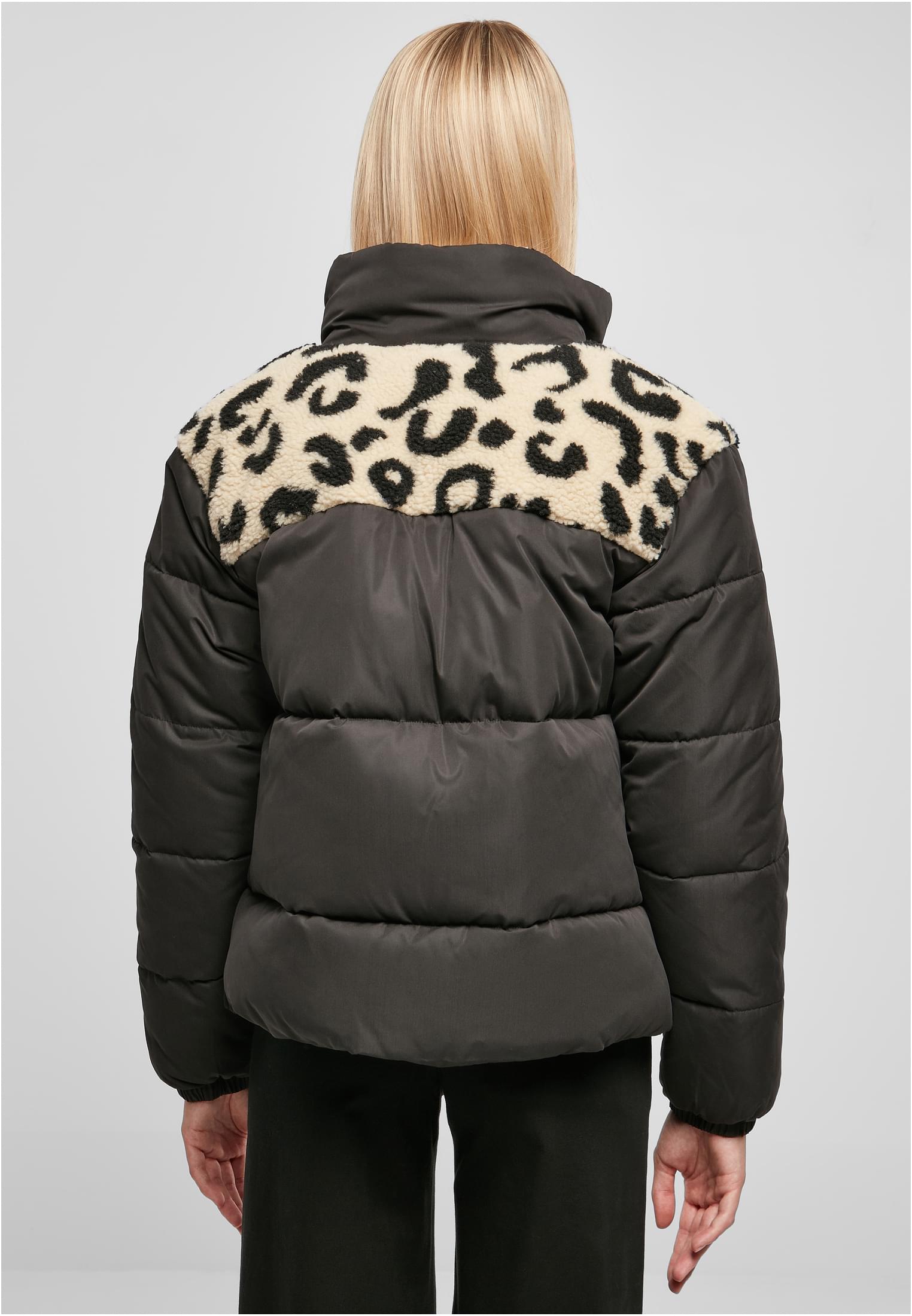 Ladies AOP Sherpa Mixed Puffer Jacket | black/sandleo