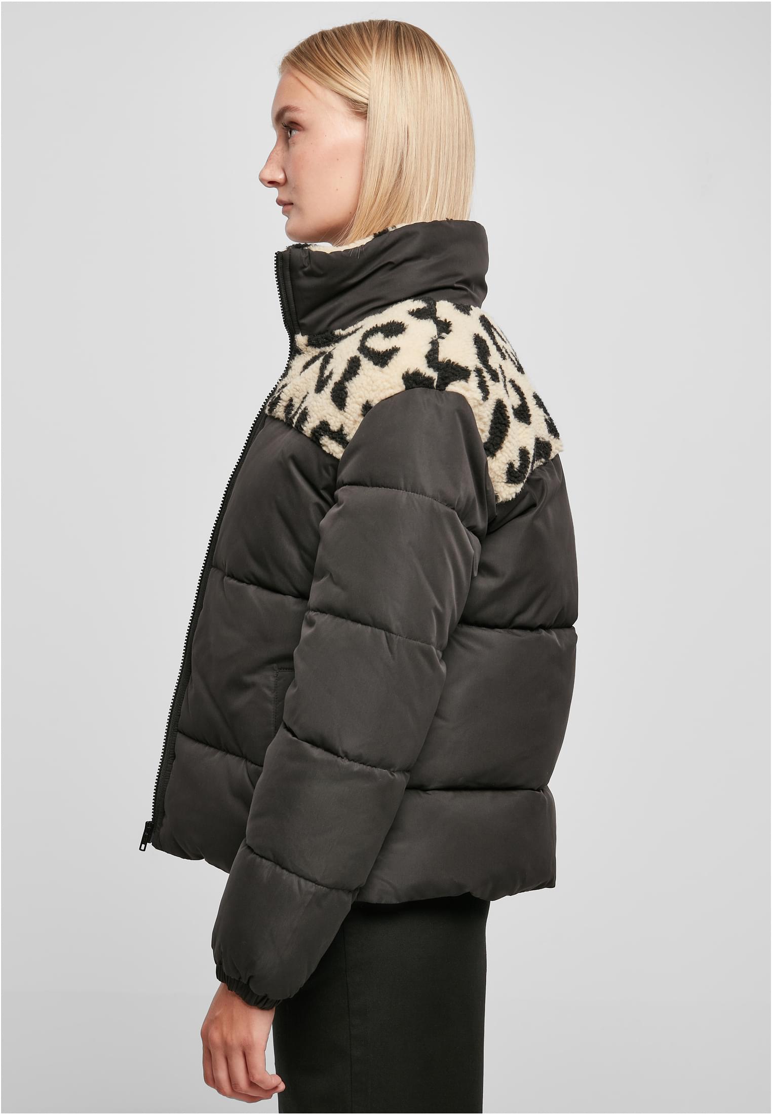 Ladies AOP Sherpa Mixed Puffer Jacket | black/sandleo