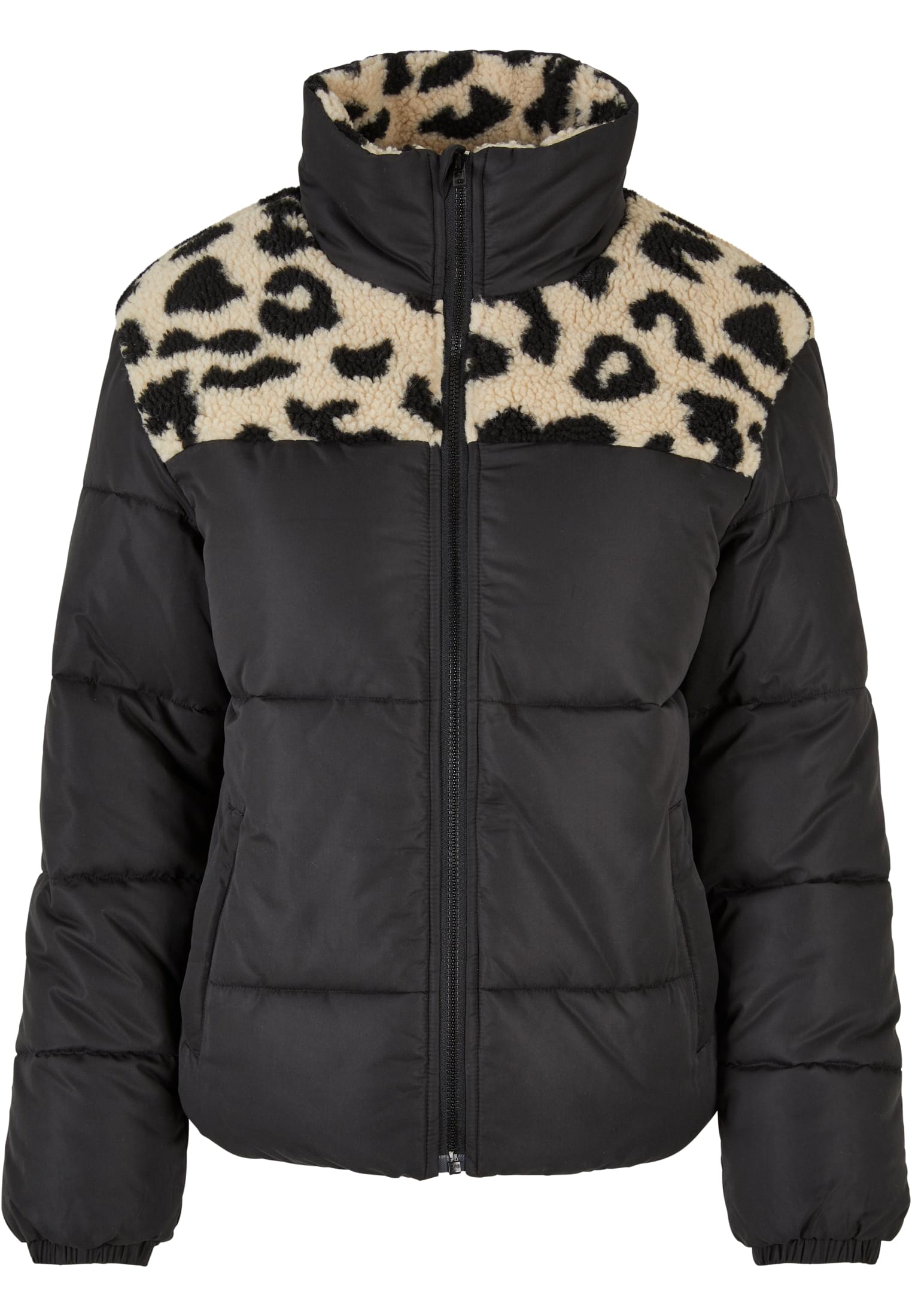 Ladies AOP Sherpa Mixed Puffer Jacket | black/sandleo