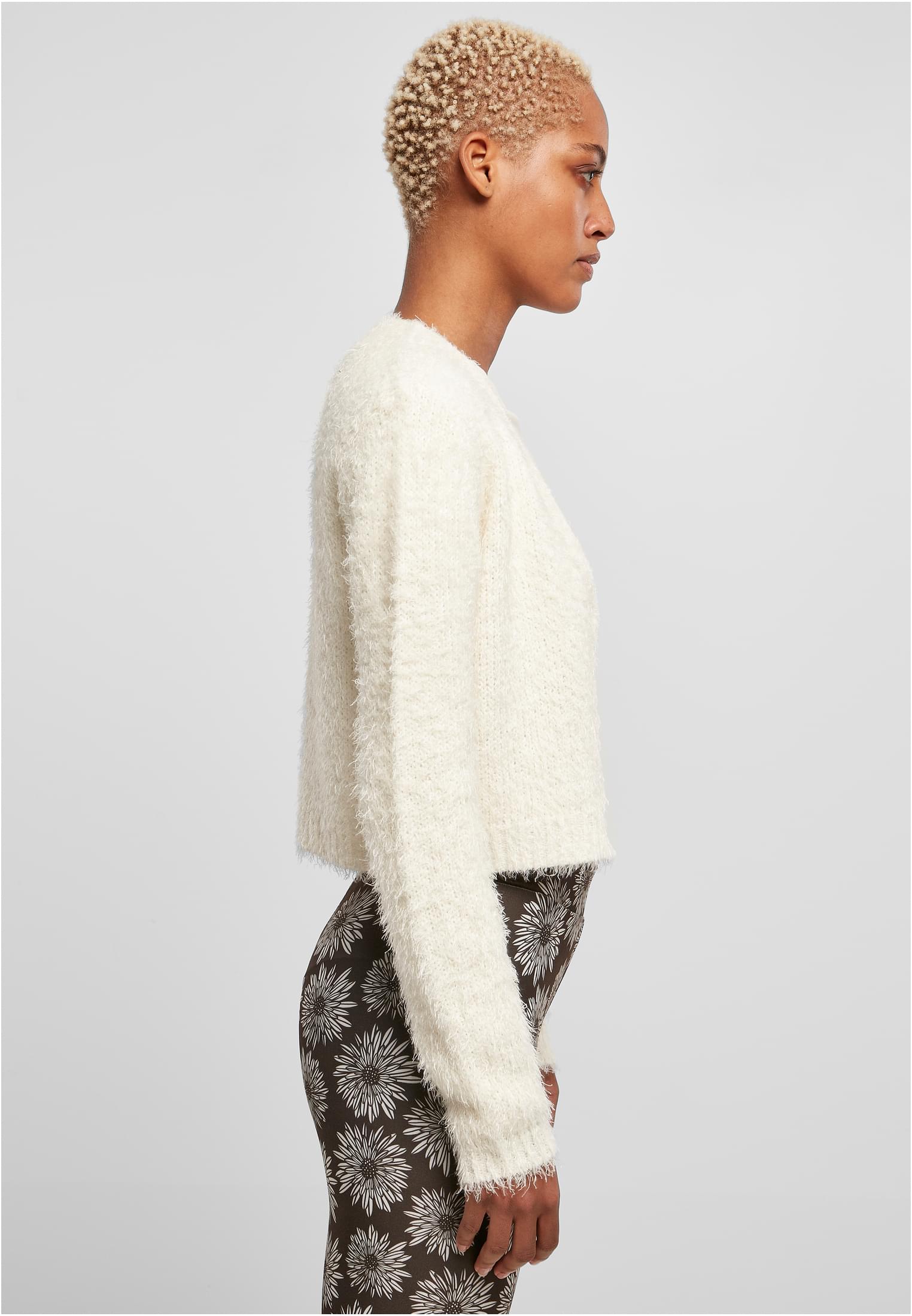 Ladies Cropped Feather Cardigan | whitesand