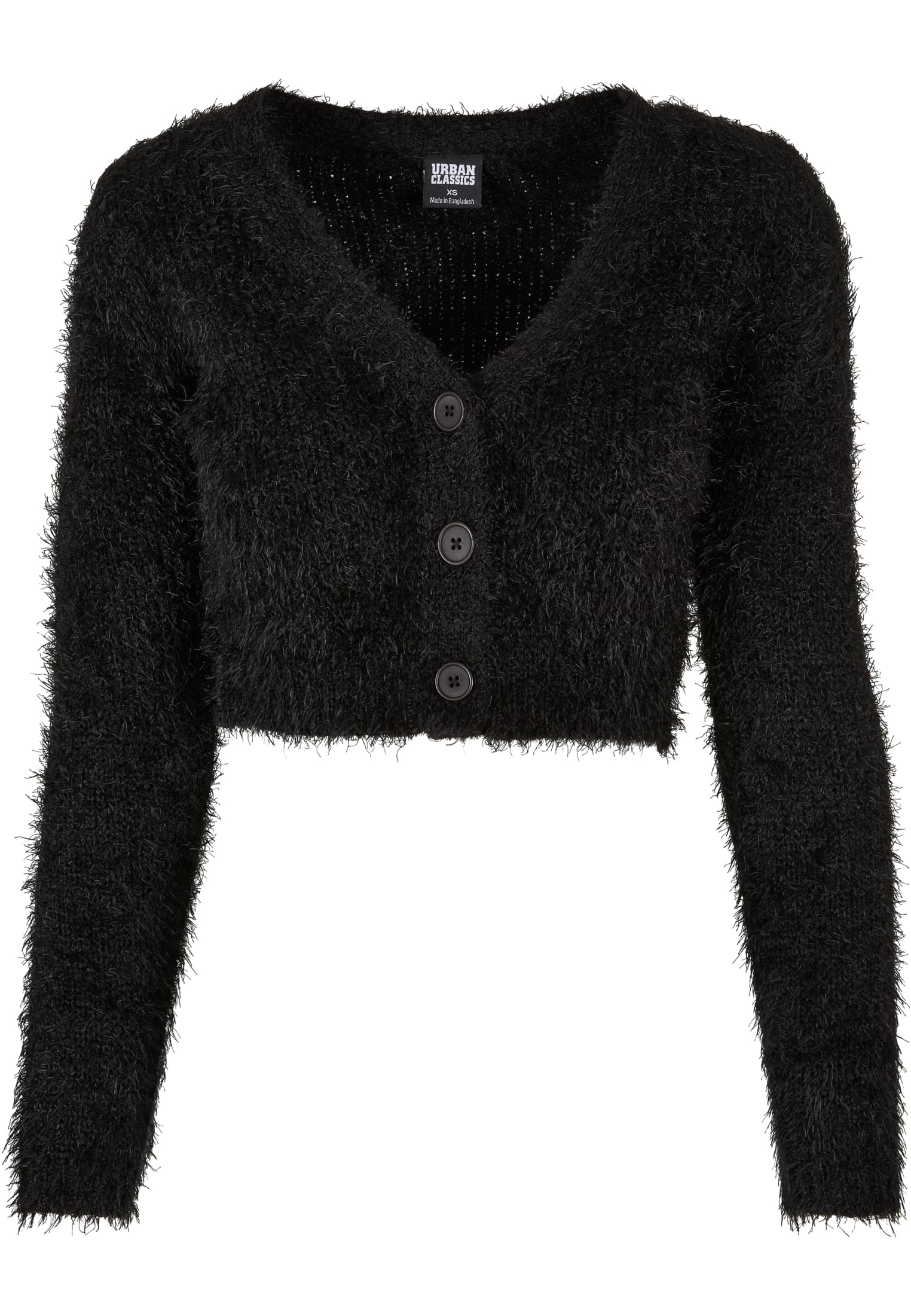 Ladies Cropped Feather Cardigan | black