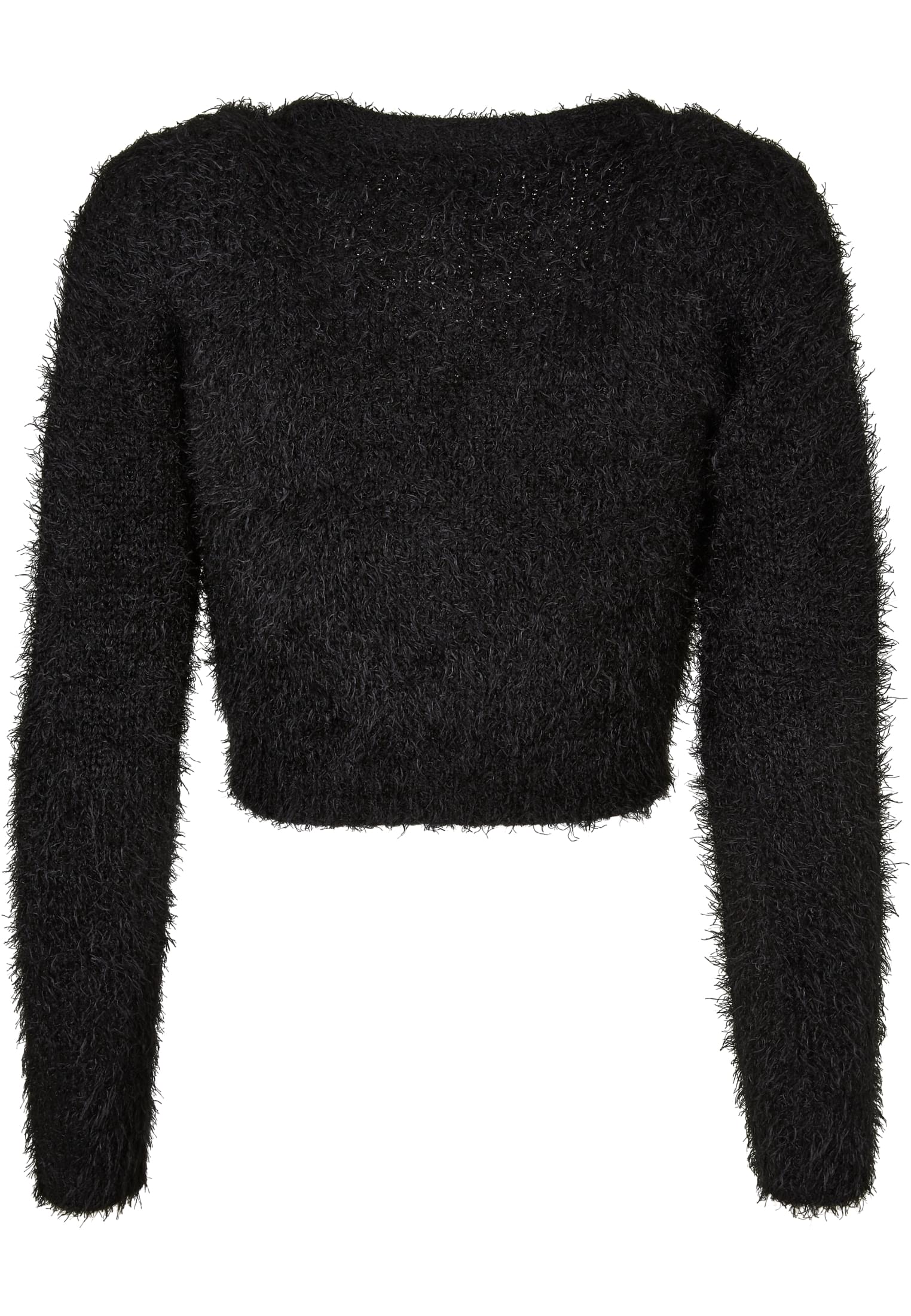 Ladies Cropped Feather Cardigan | black